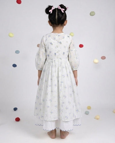 Pixie Dress - Blue Rose Print Organza