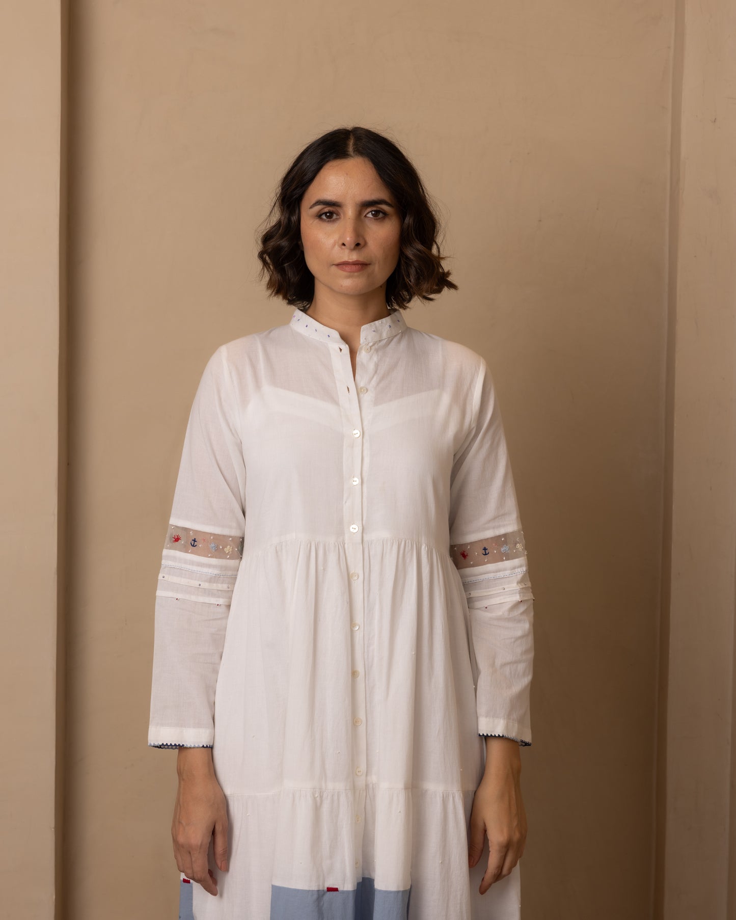 Caribbean Dress - (Beige and Blue)