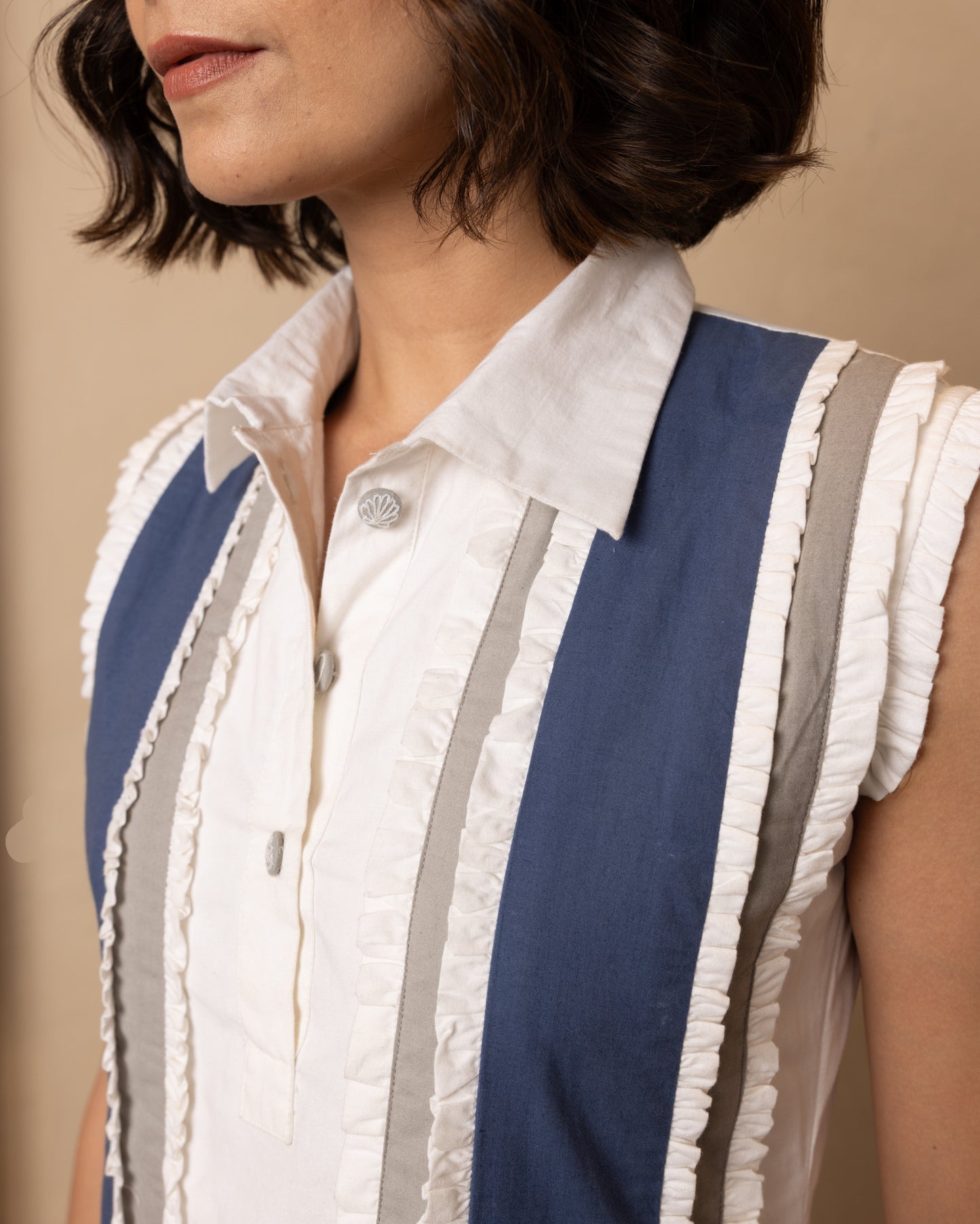 Seraph Dress (Beige and Blue)