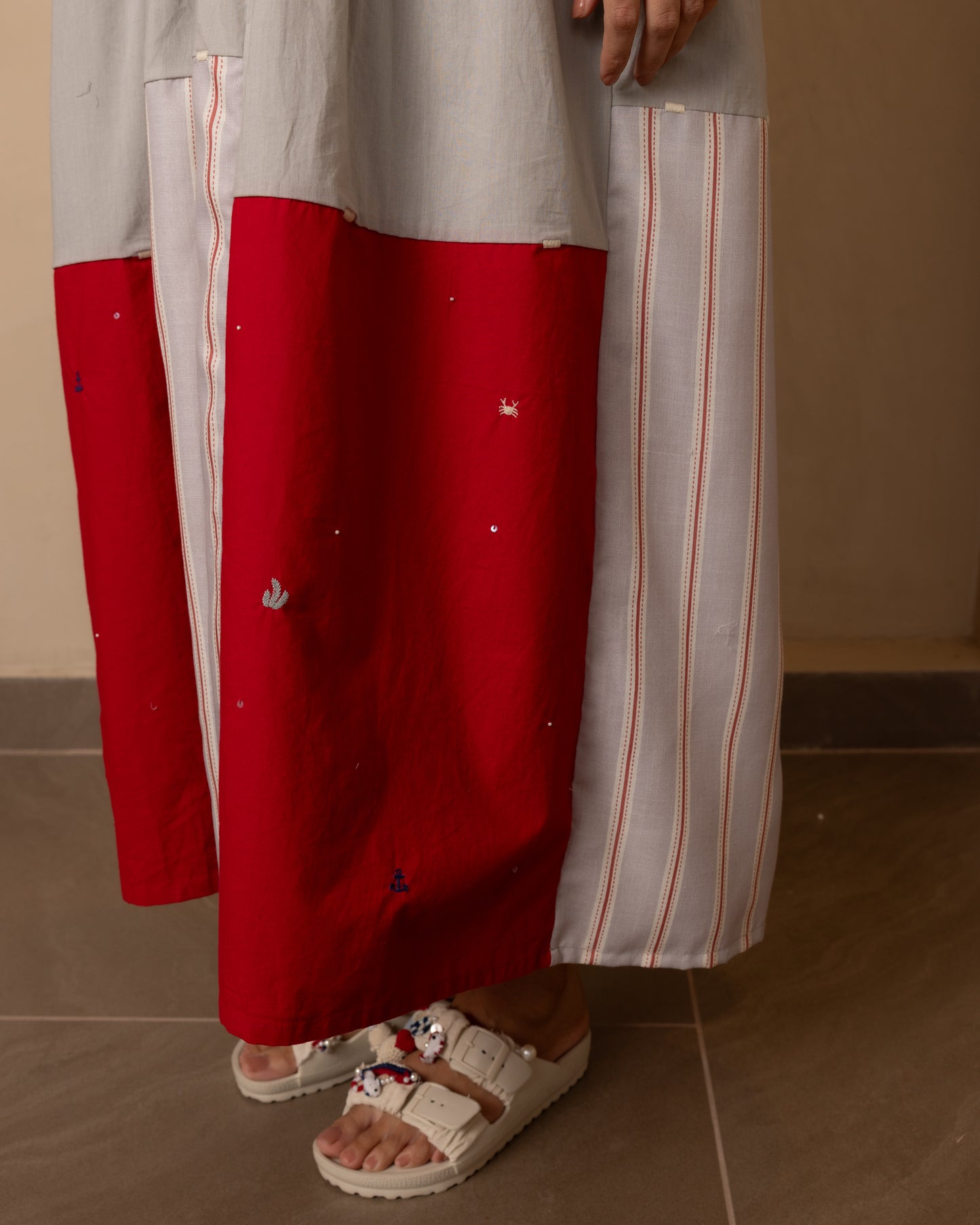 Caribbean Dress - (Grey and Red)