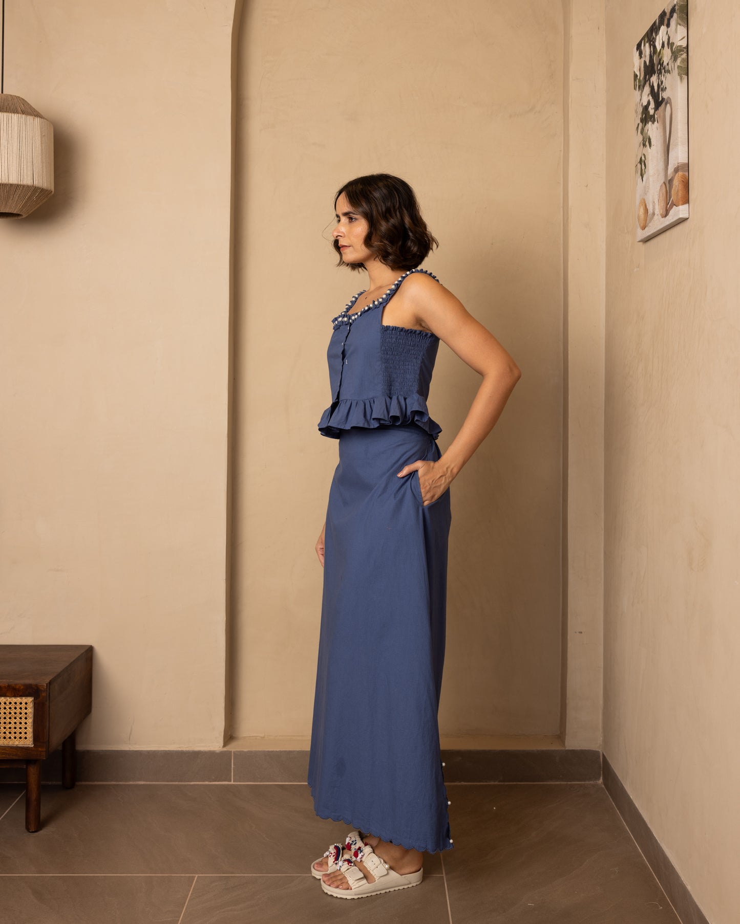 Zoe Top and Skirt Set - (Dark Blue)