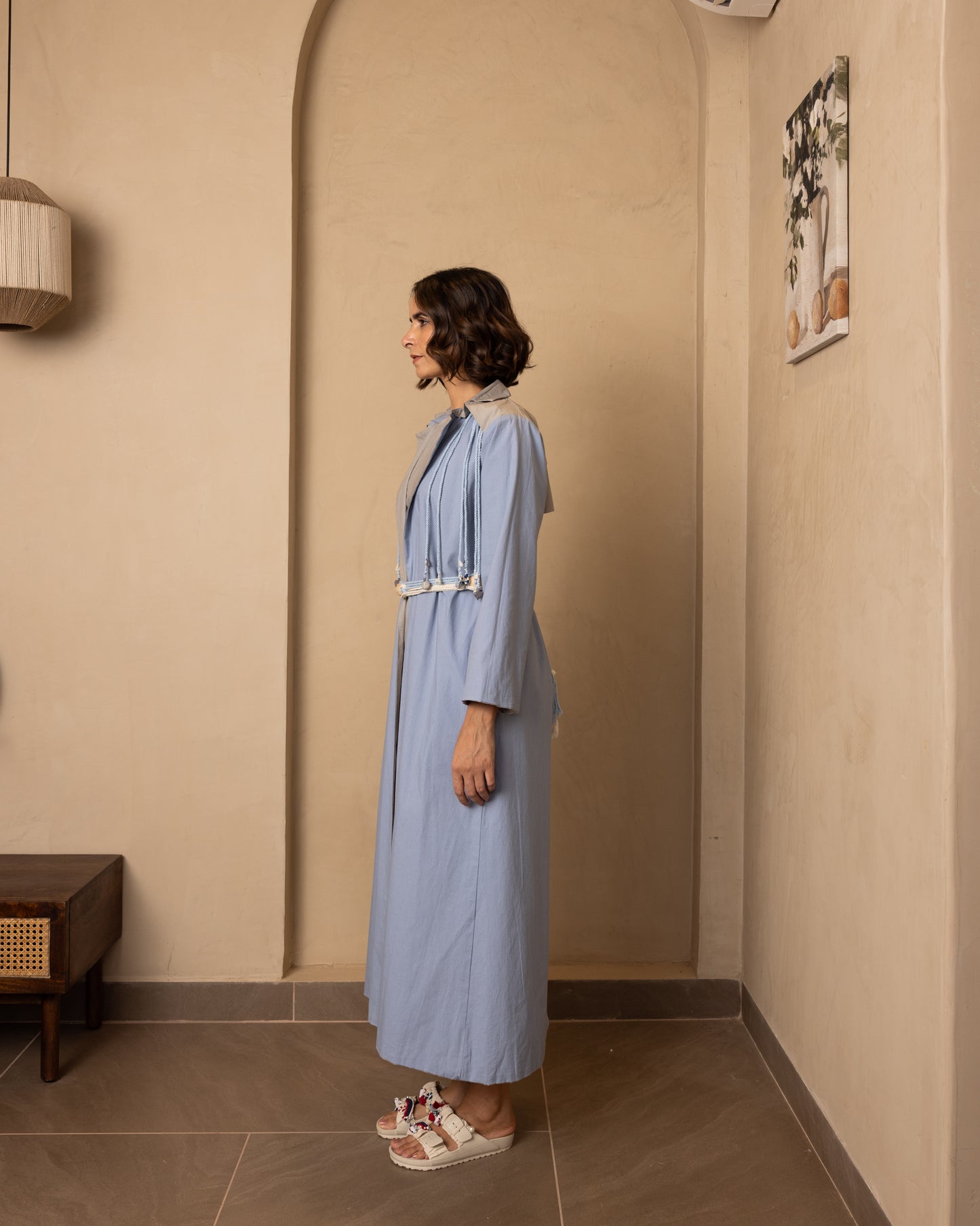 Reversible Aarna Jacket and Dress Set (Blue and Grey)