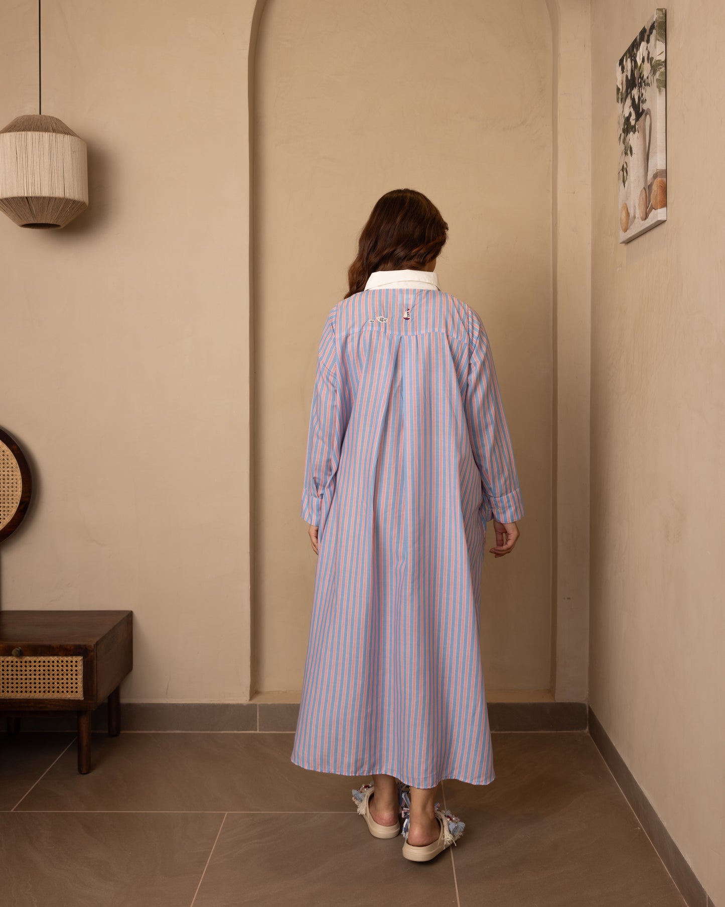 Marina Dress (Beige and Red)