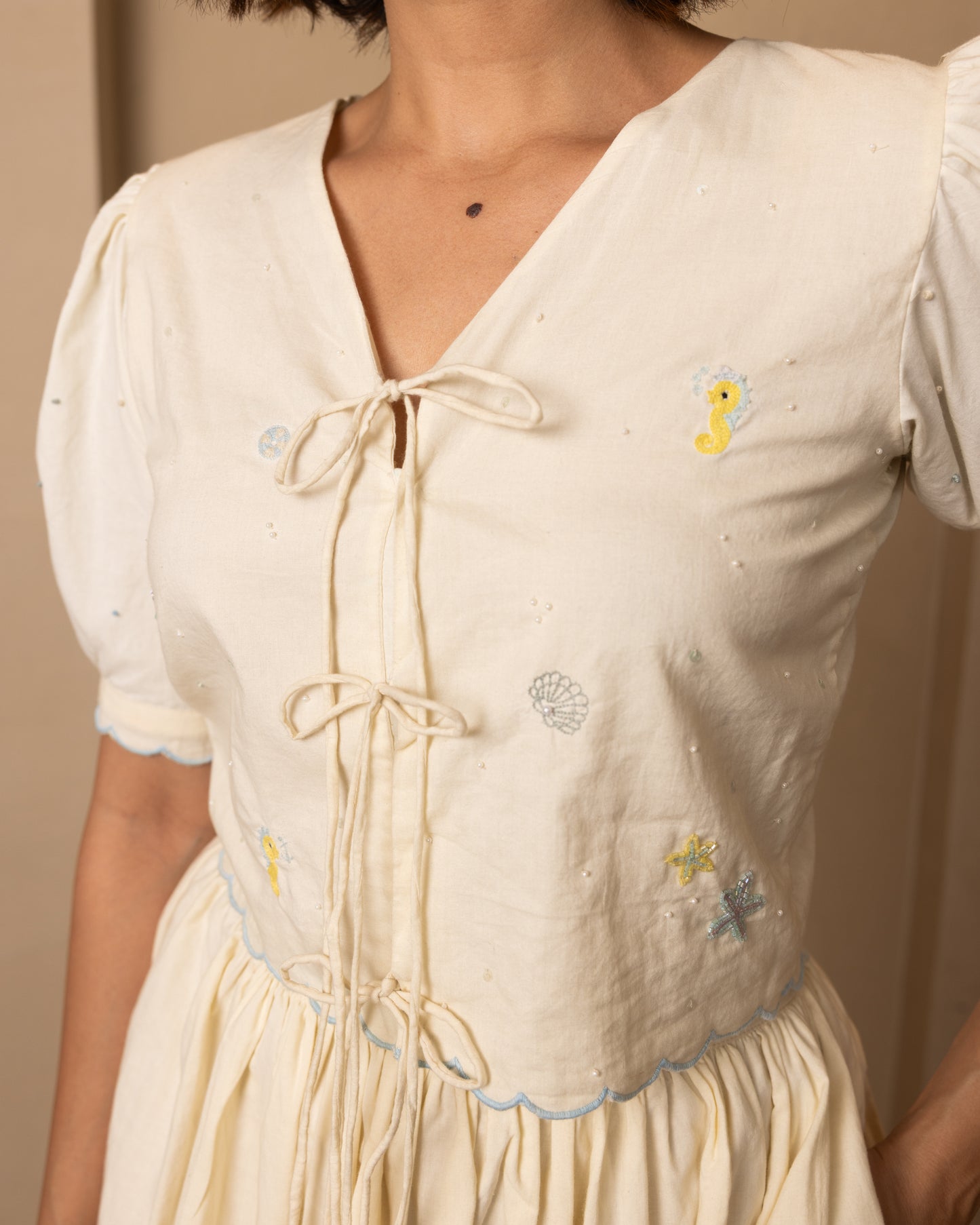 Ari Top and Skirt Set (Beige)