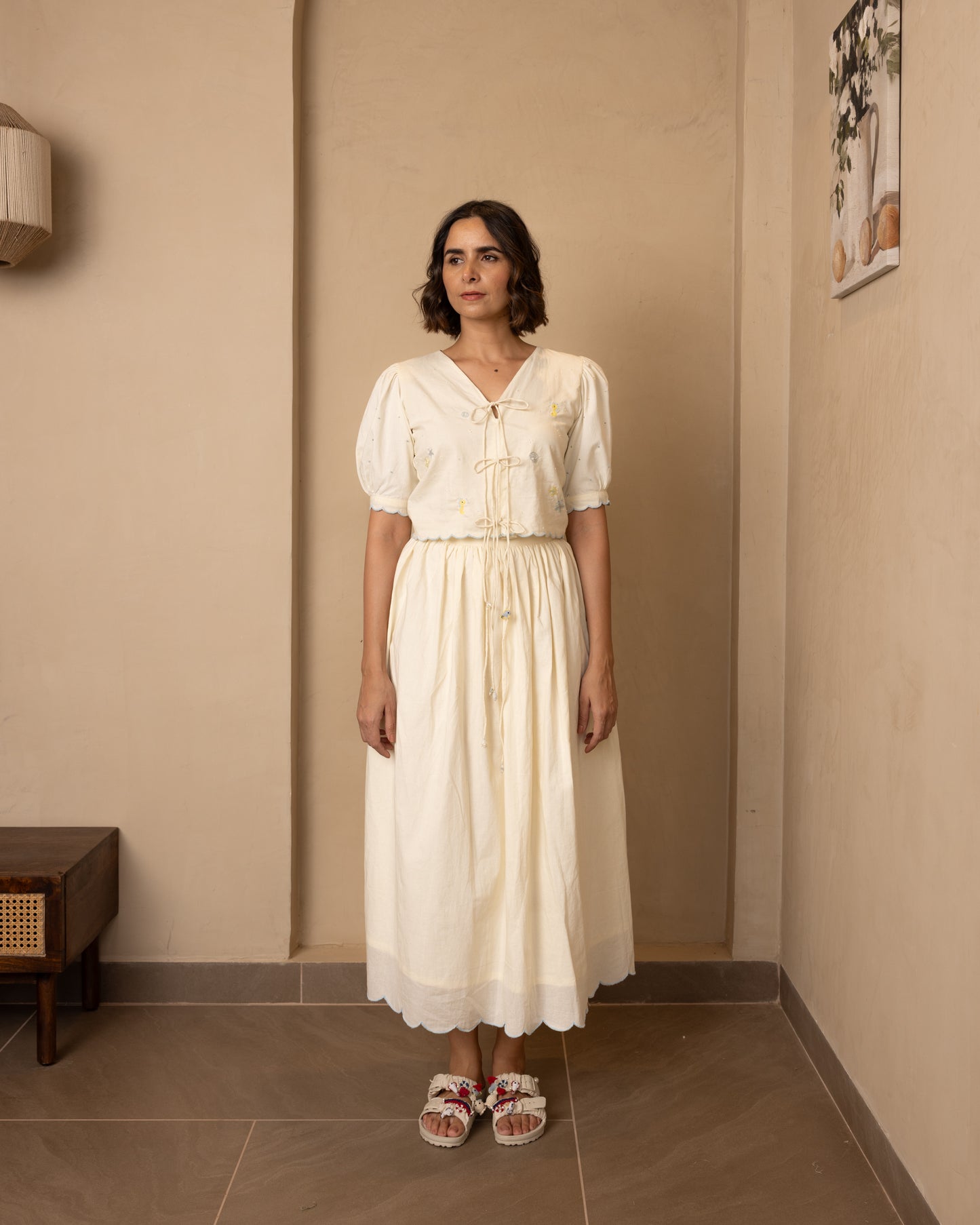 Ari Top and Skirt Set (Beige)