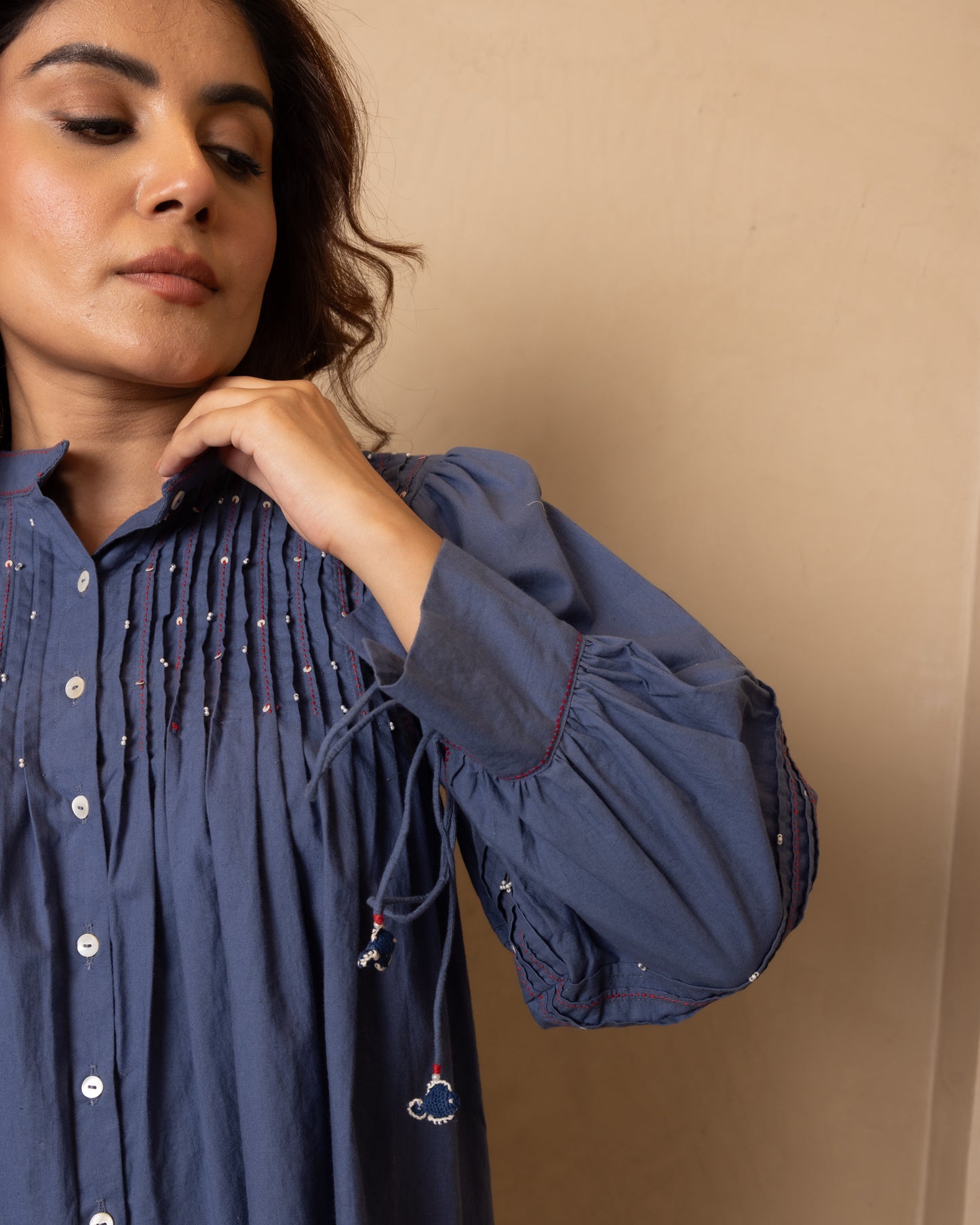 Brig Top and Pants Set (Dark Blue and Beige)