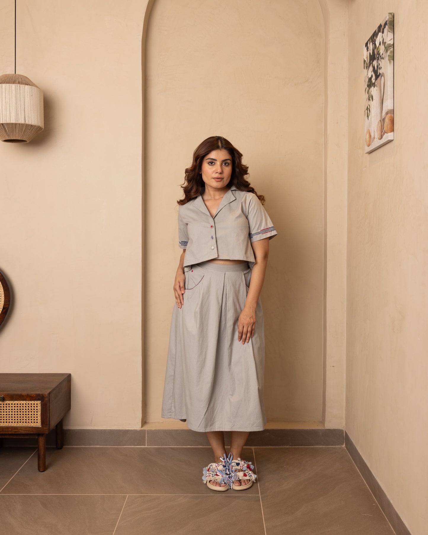 Harbor Top and Skirt Set (Grey)