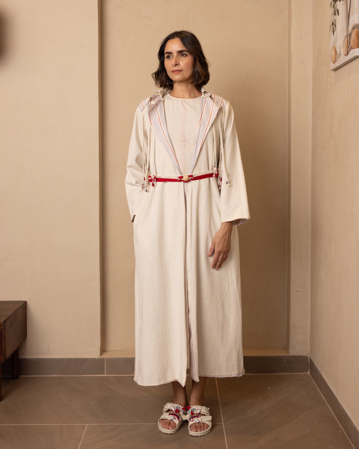 Reversible Aarna Jacket and Dress Set (Beige and Grey)