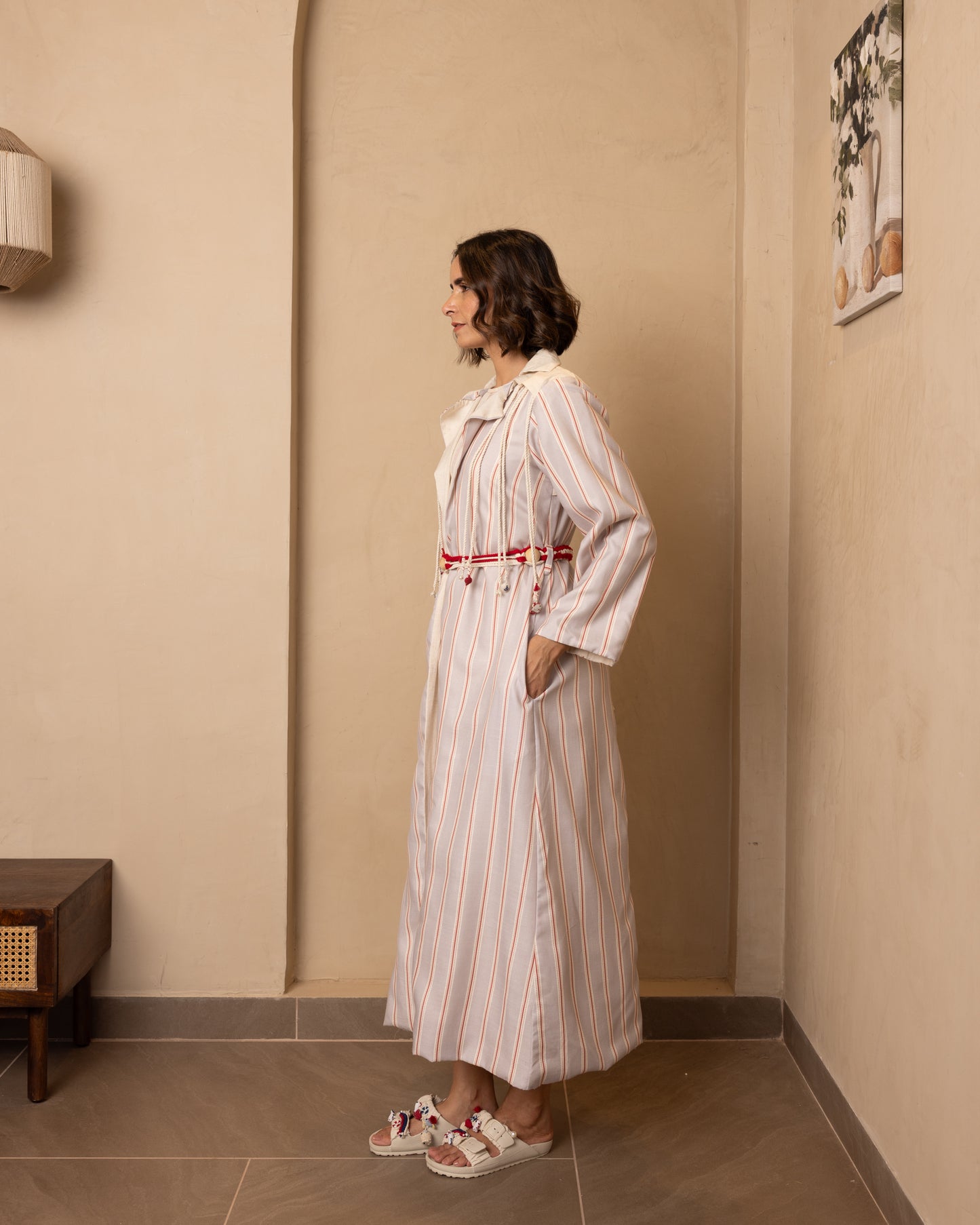 Reversible Aarna Jacket and Dress Set (Beige and Grey)