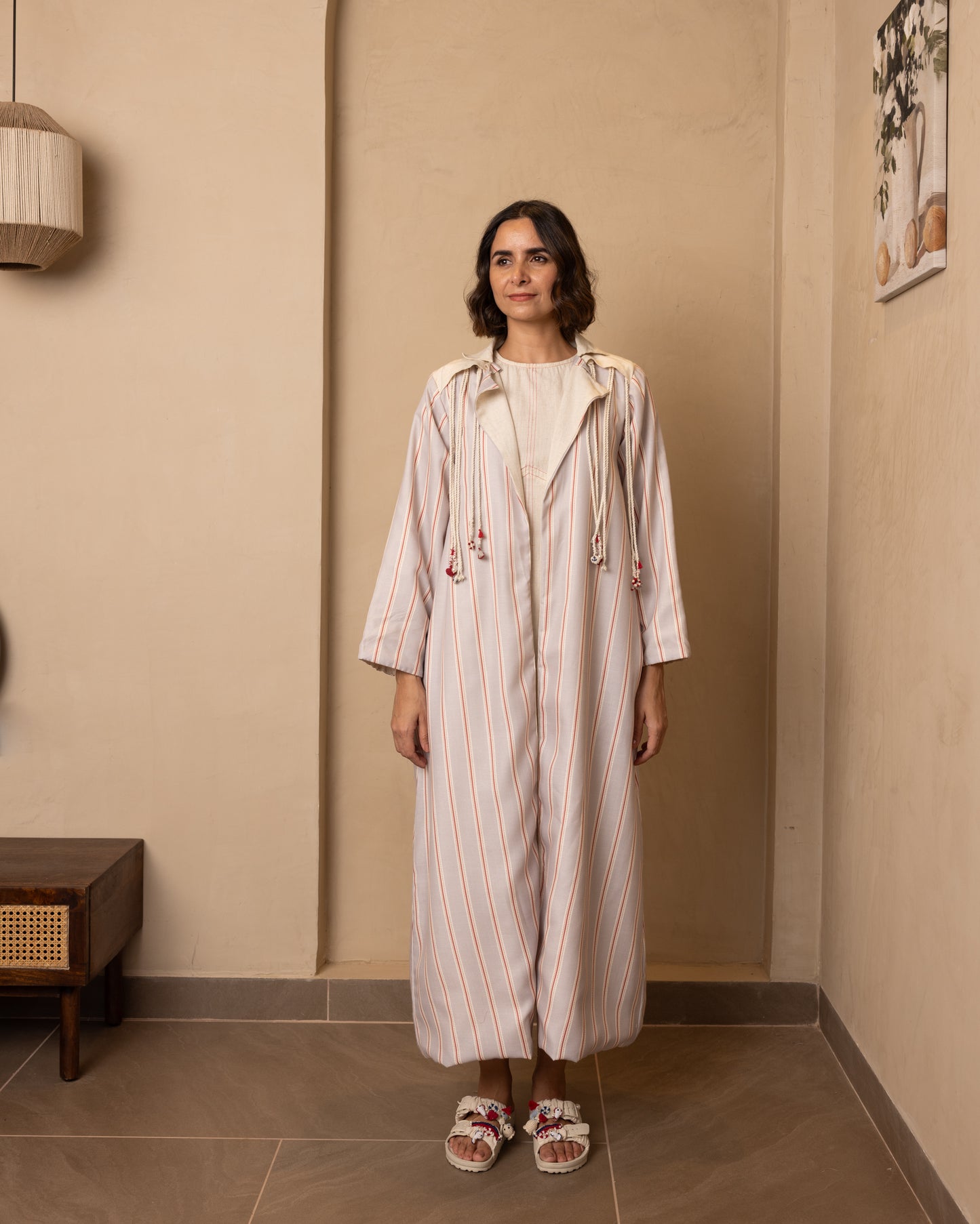 Reversible Aarna Jacket and Dress Set (Beige and Grey)