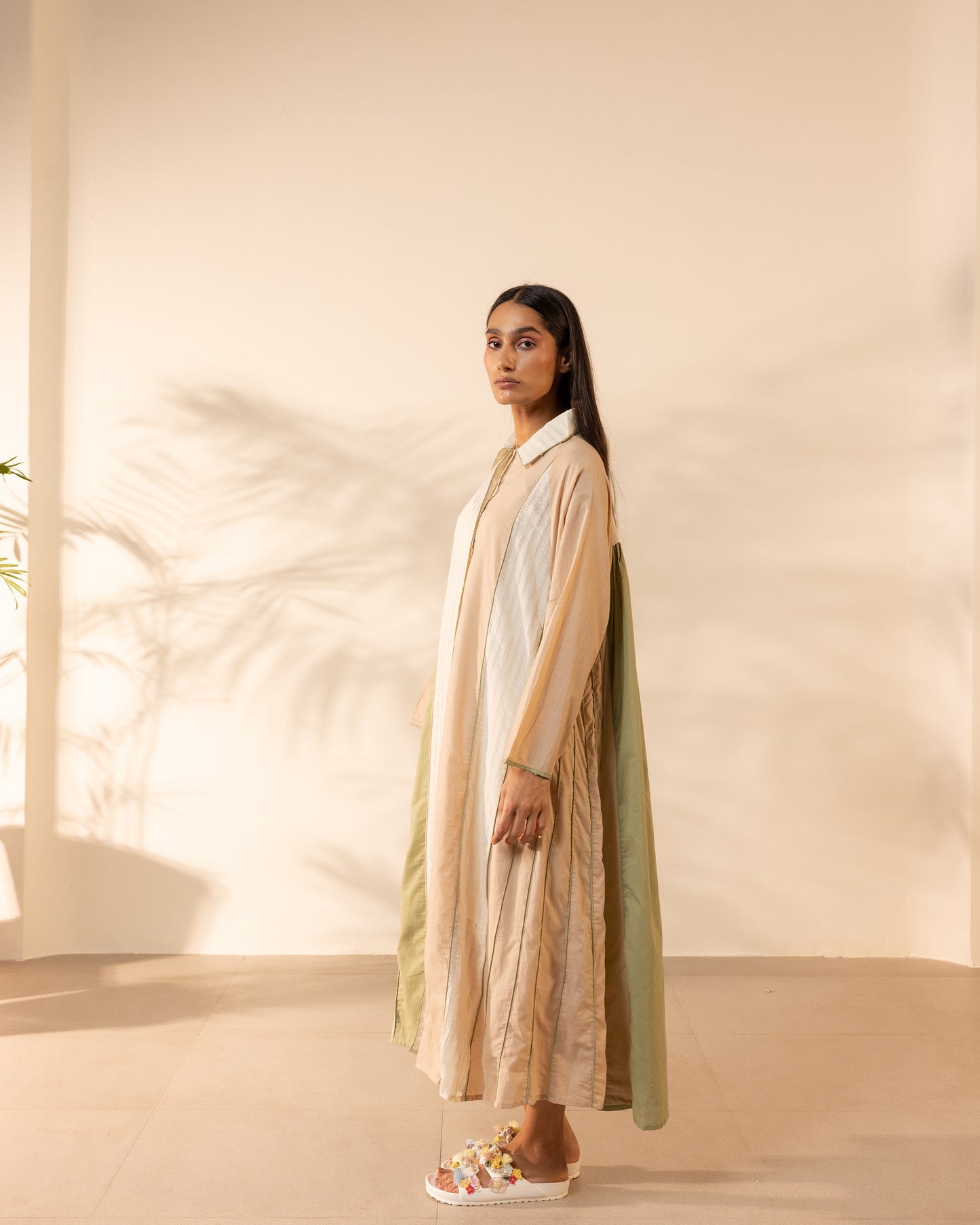 Mango Mist Dress - Beige + Green