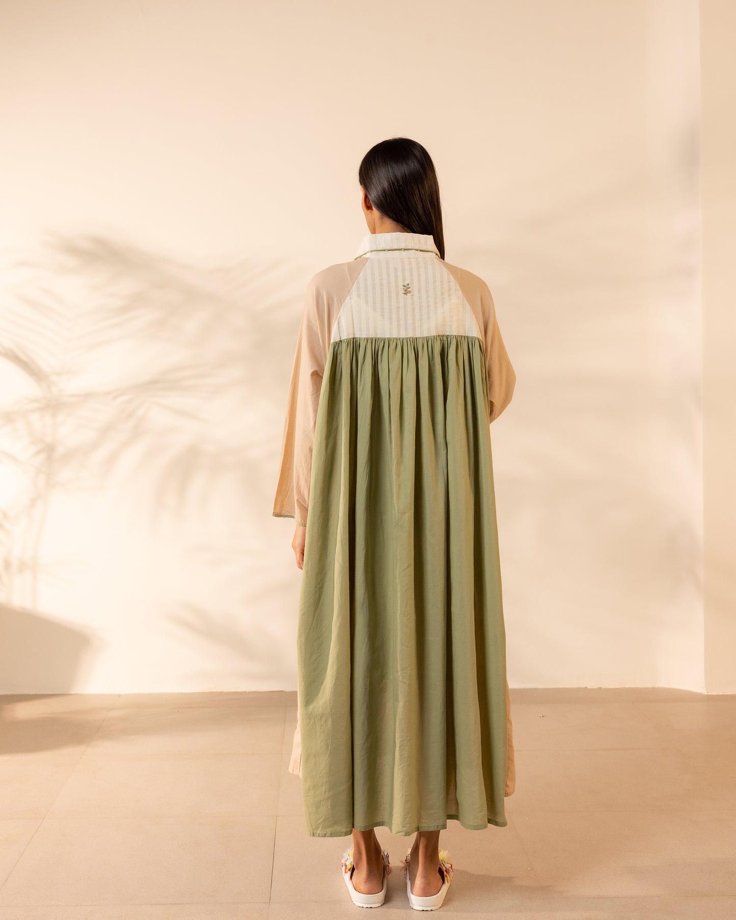 Mango Mist Dress - Beige + Green