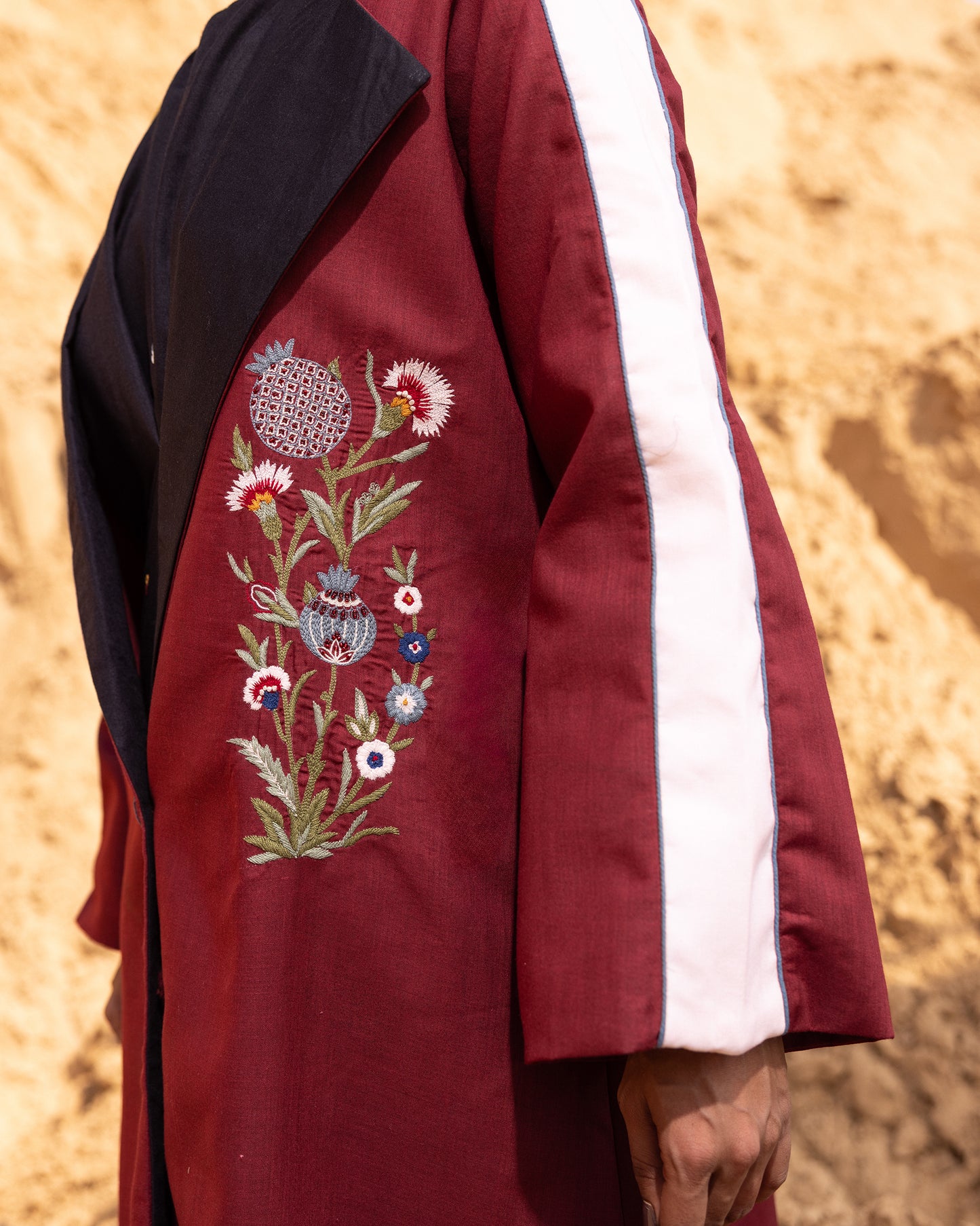 Syntra Dress & Jacket Set - Maroon & Black