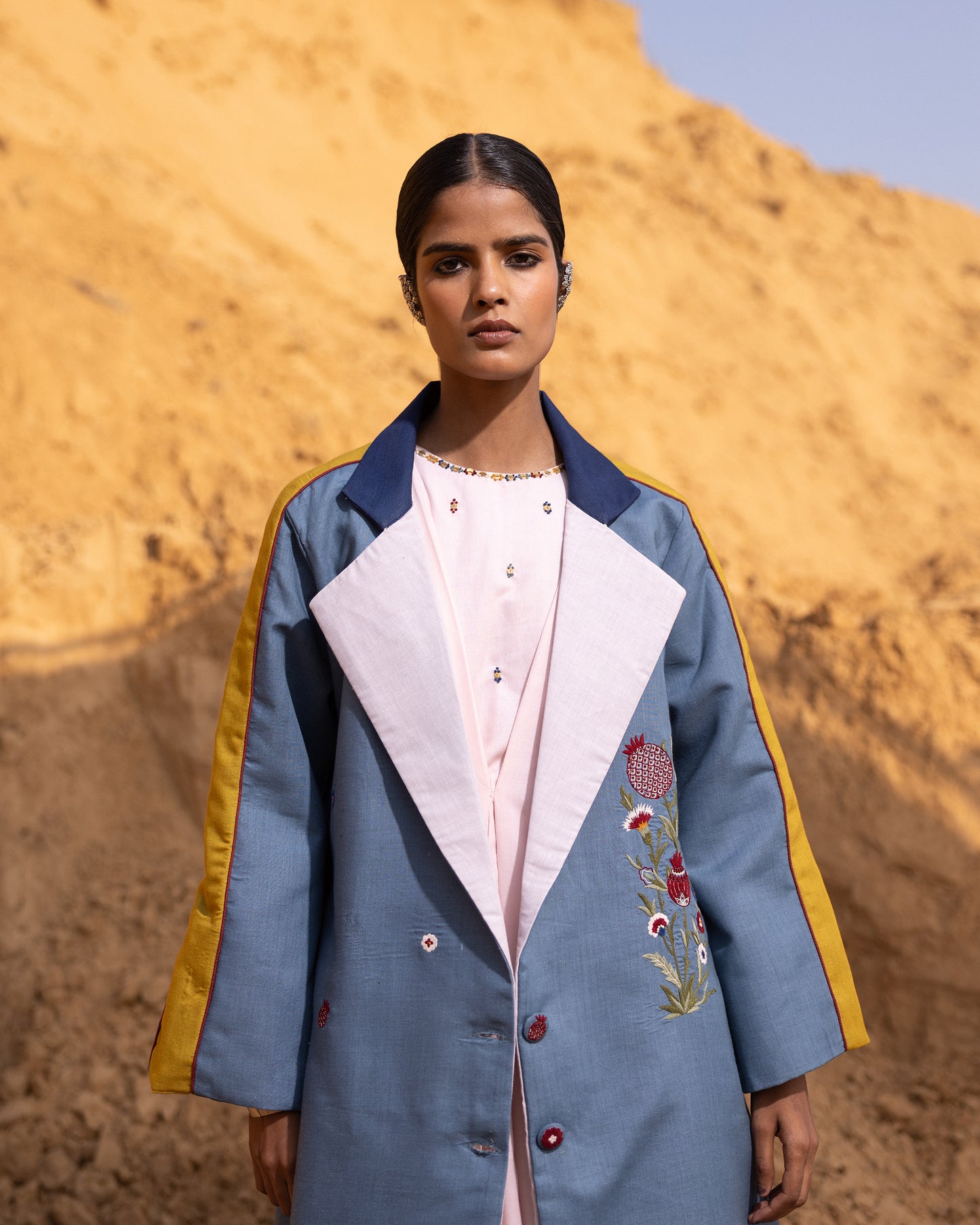 Syntra Dress & Jacket Set - Desert Sand & Normandy