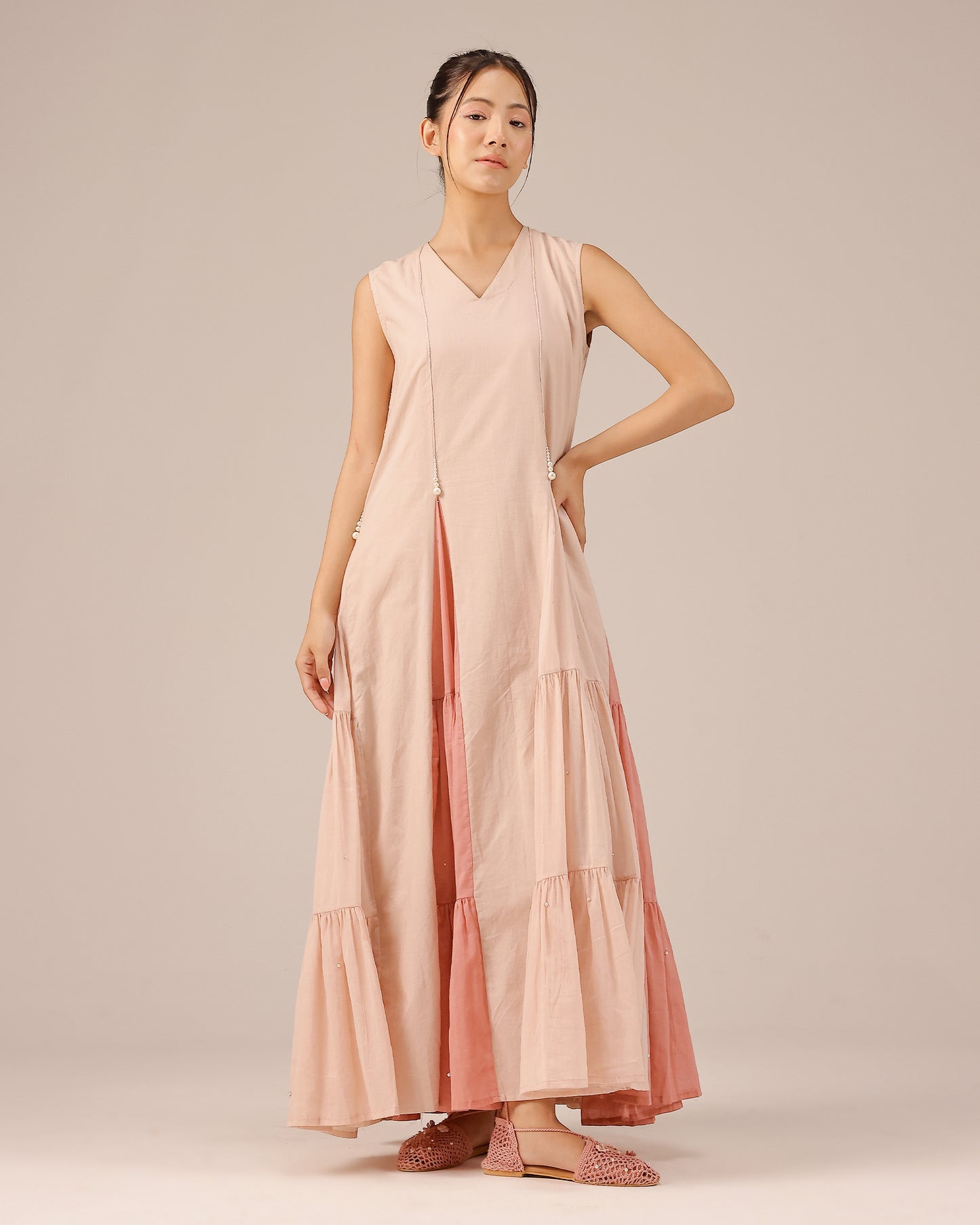 Pink Blush Pearl Sleeveless Midi Dress - OurDve