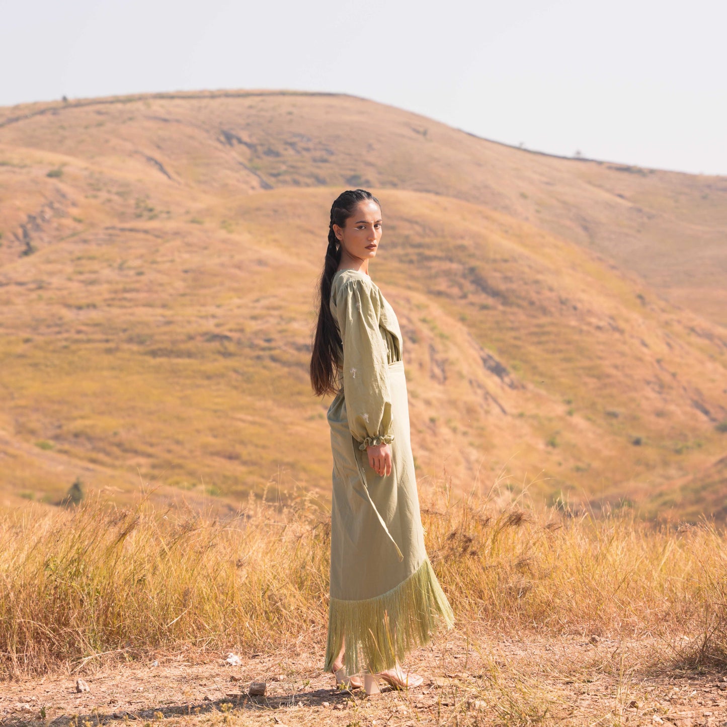 Moon Lit Top and Skirt Set - Green