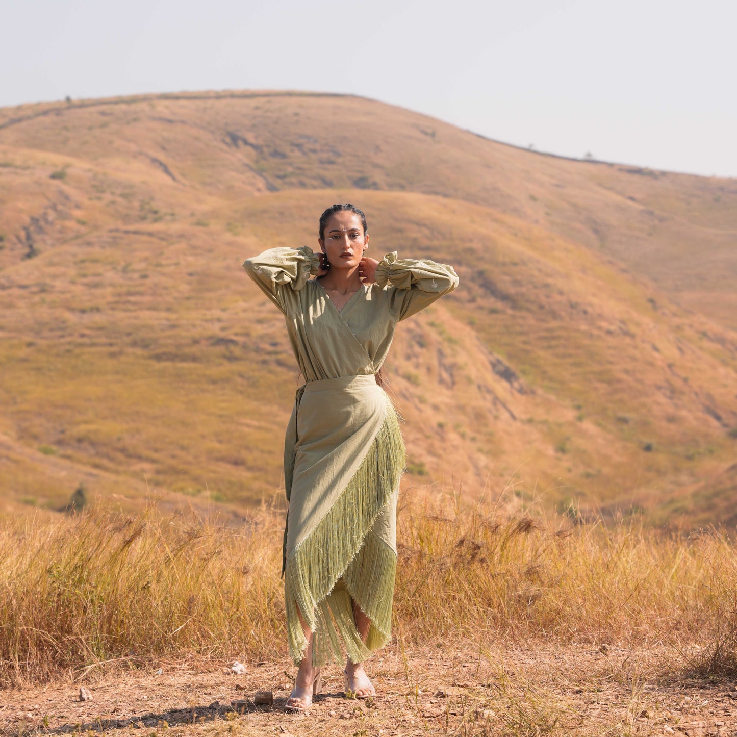 Moon Lit Top and Skirt Set - Green