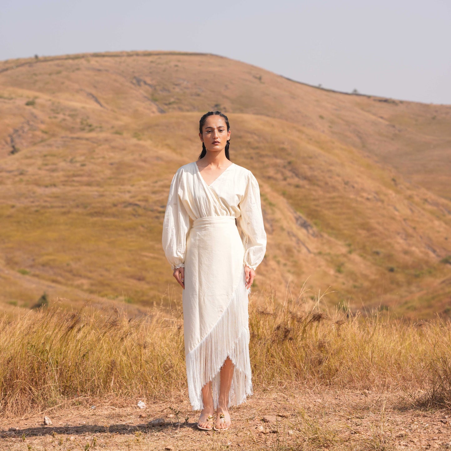 Moon Lit Top and Skirt Set - Beige