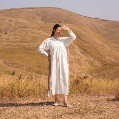 Beige Cascade Cotton Dress - OurDve