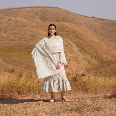 Grey Handwoven Enigma Long Dress - OurDve