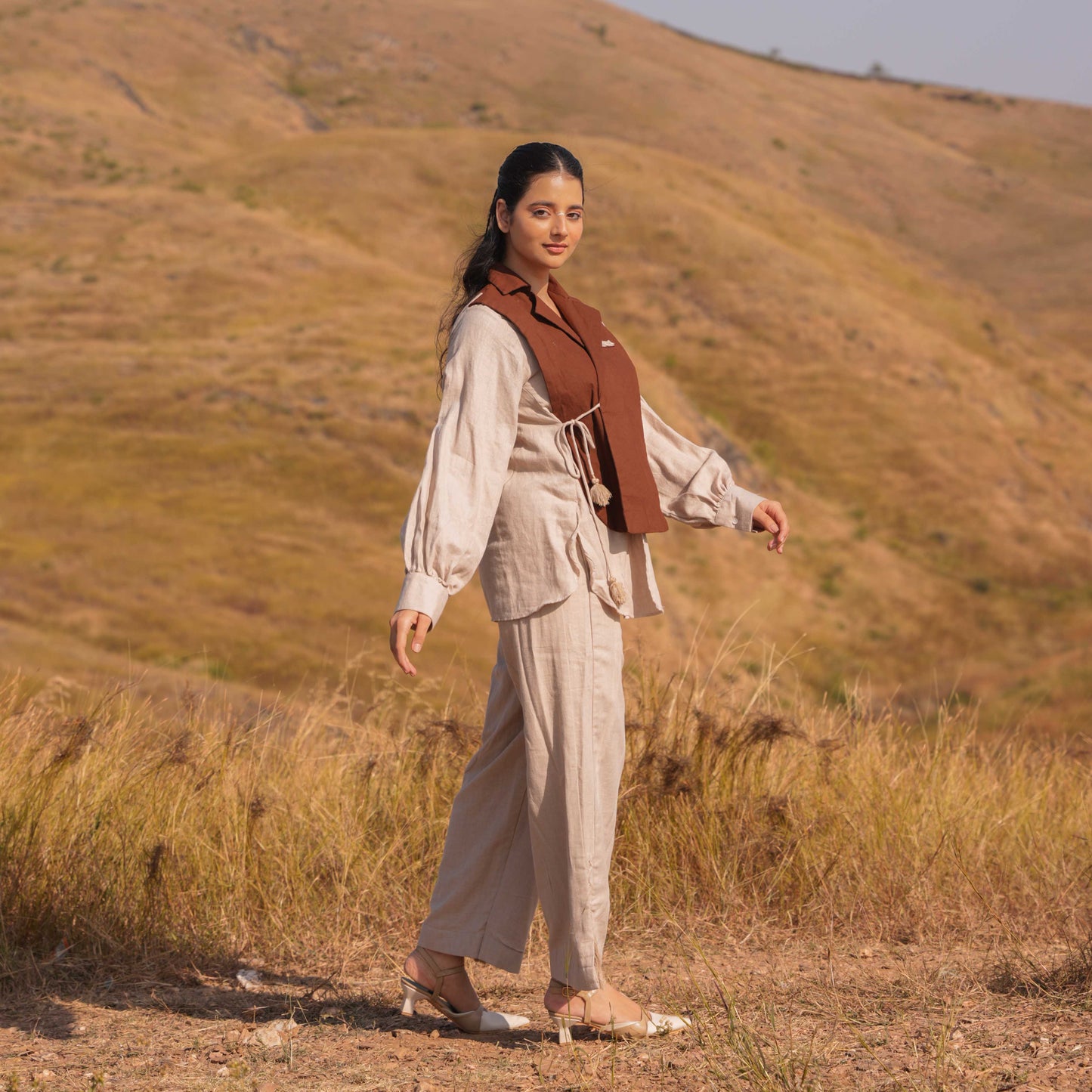 Whisper Wind Shirt and Pant Set - Brown