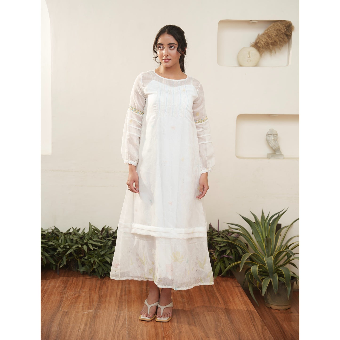 Capsule 16 - White Cotton and Chanderi Dress