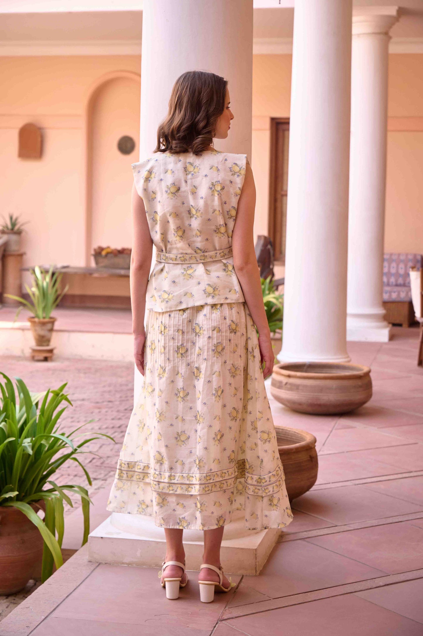 Jim Top and Skirt Set - Lemon Yellow Printed