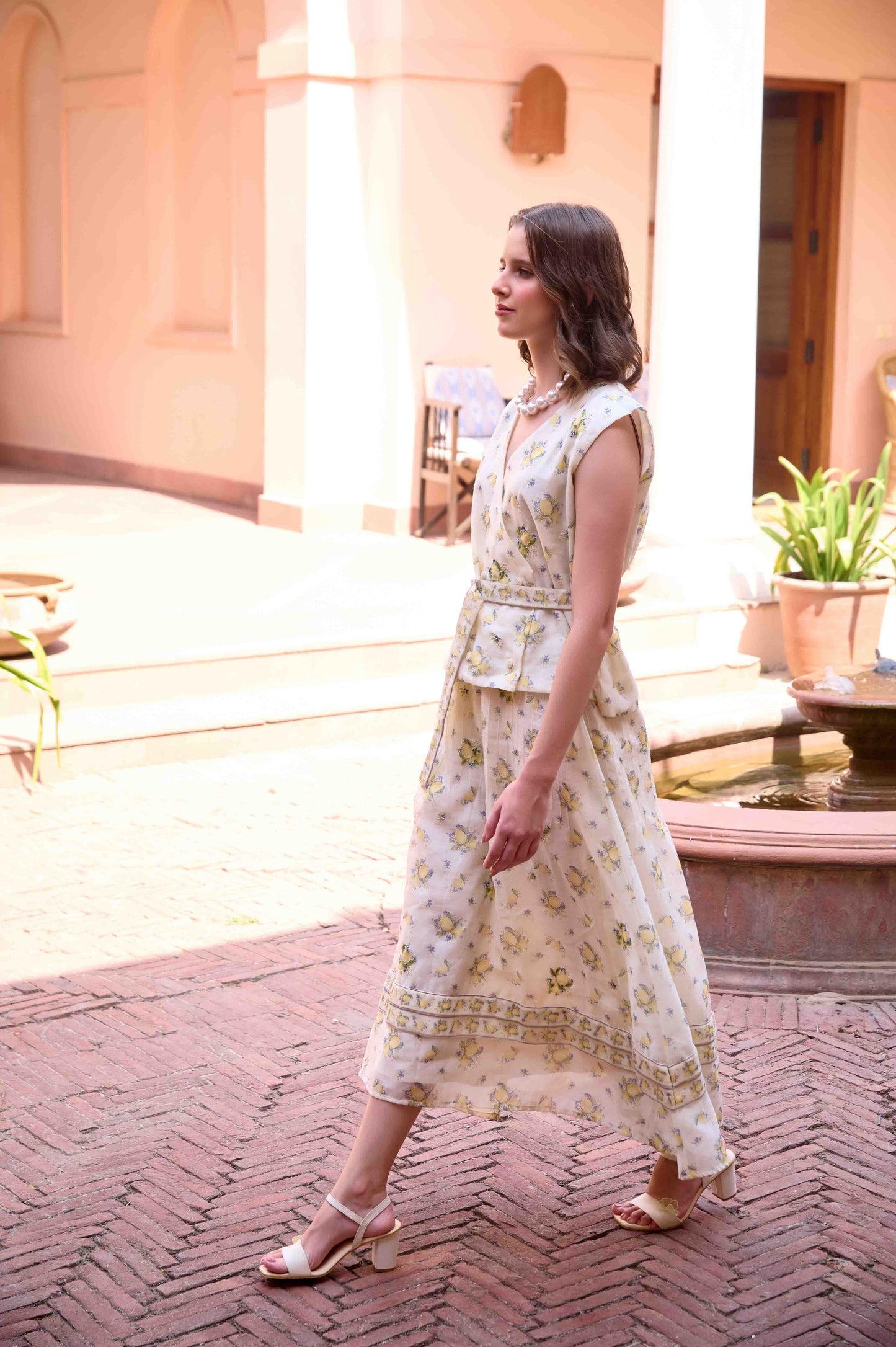 Jim Top and Skirt Set - Lemon Yellow Printed