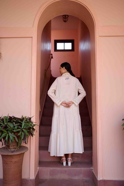 Amily Beige Maxi Dress & Jacket Set | OurDve