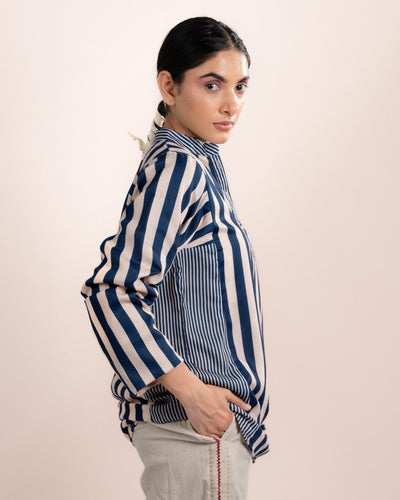 Zuri Shirt - Blue Thick Strip