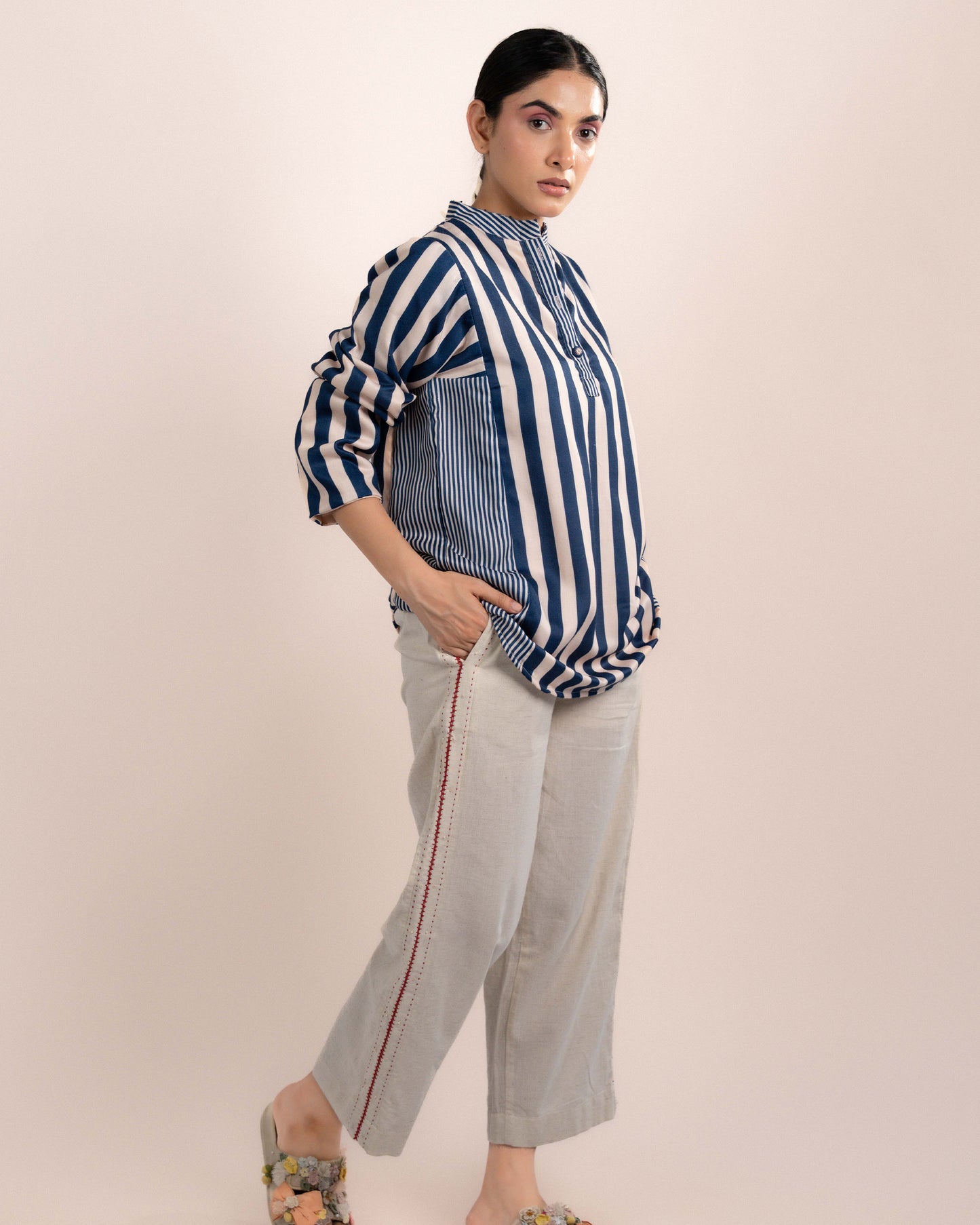 Zuri Shirt - Blue Thick Strip