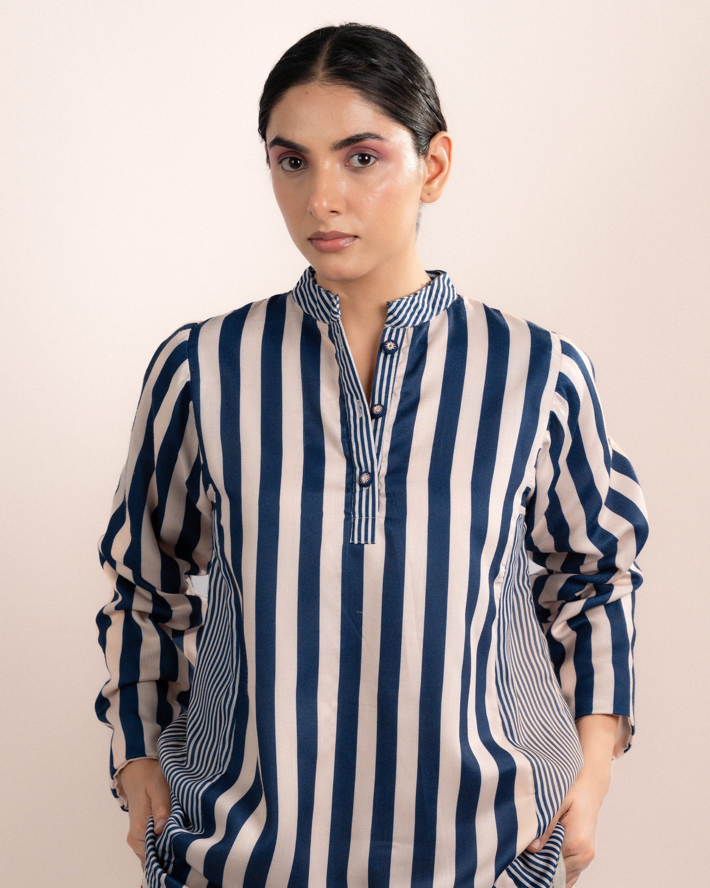 Zuri Shirt - Blue Thick Strip
