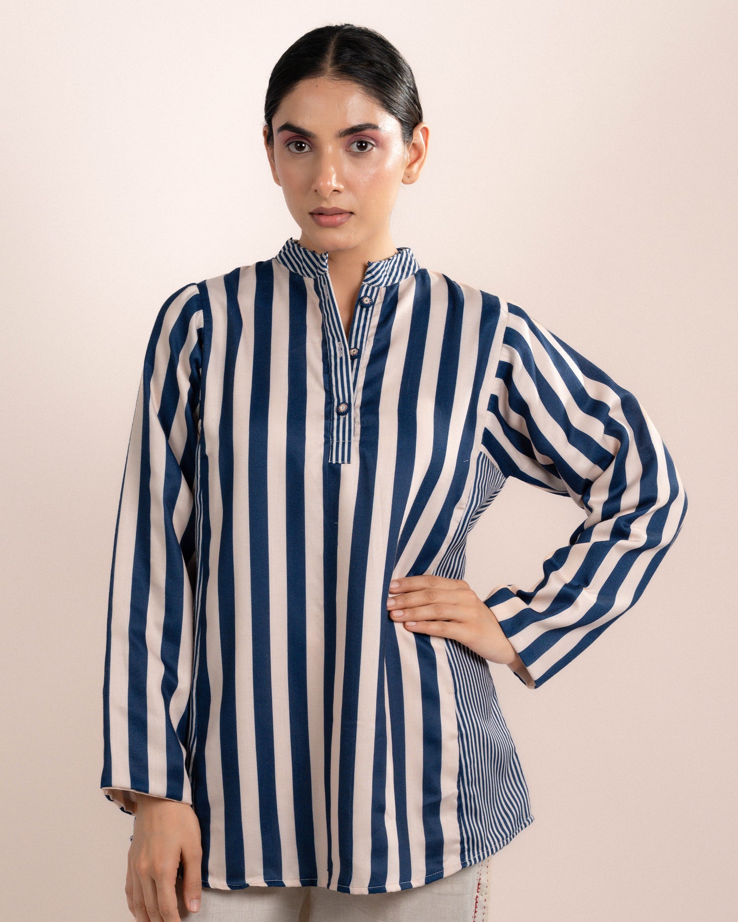 Zuri Shirt - Blue Thick Strip