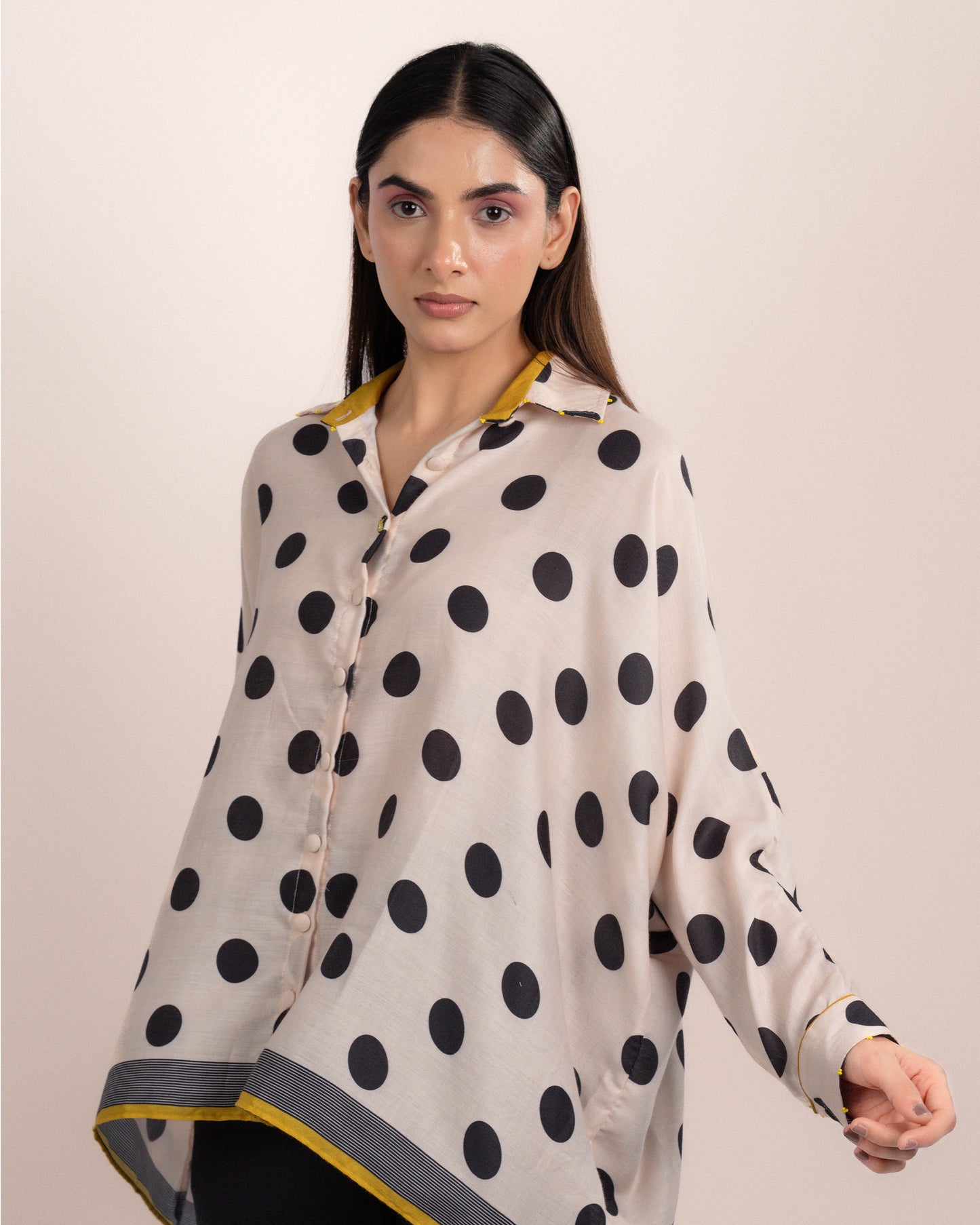 Aira Shirt - Ajrakh Polka Dot Print