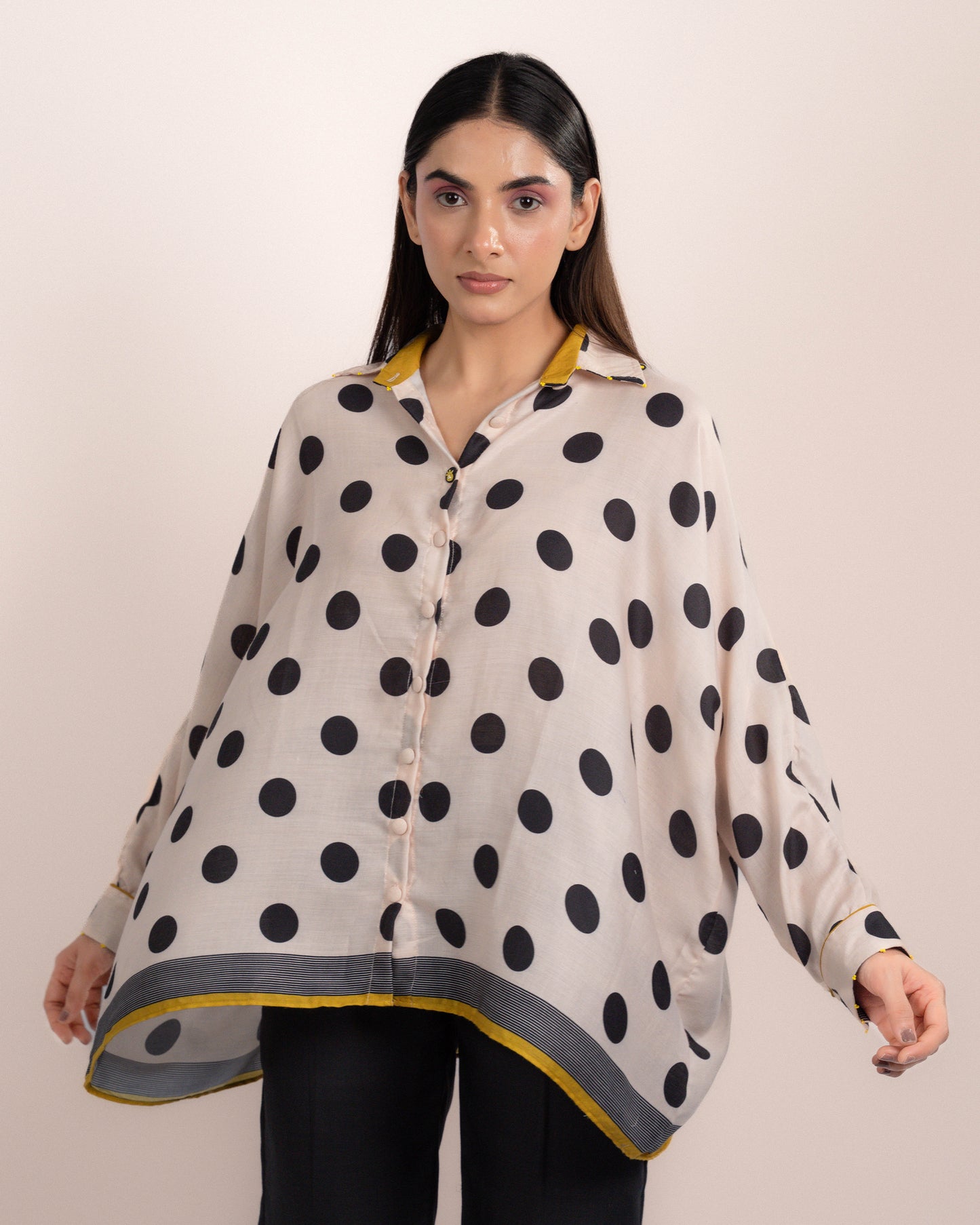 Aira Shirt - Ajrakh Polka Dot Print