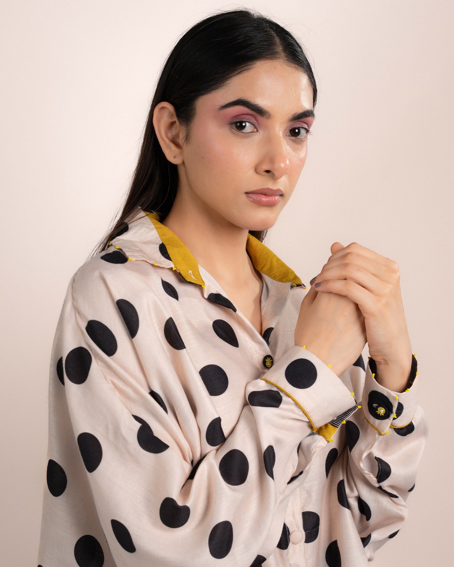 Aira Shirt - Ajrakh Polka Dot Print