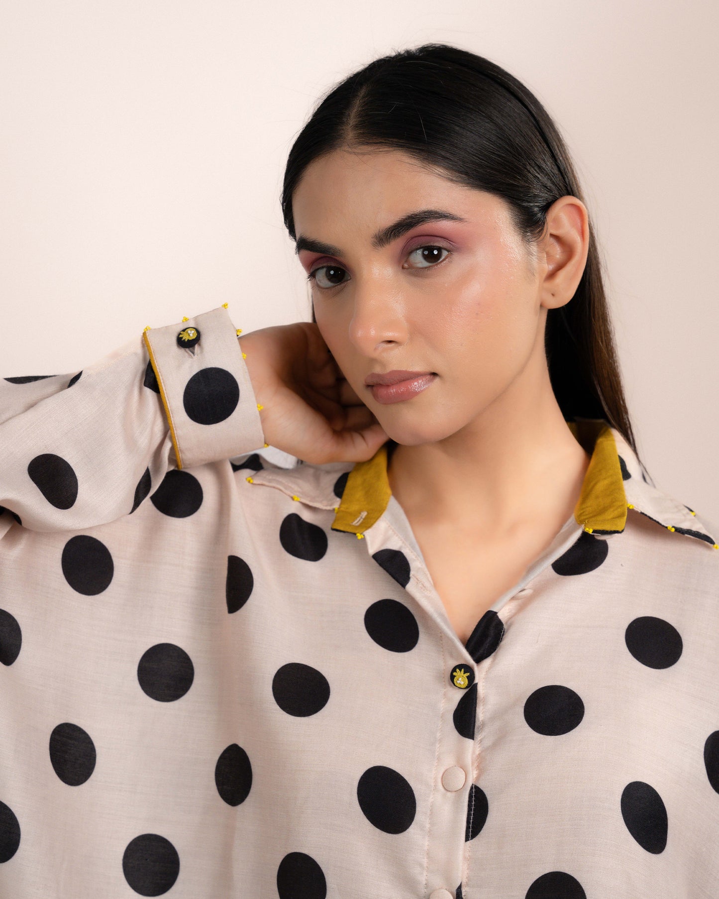 Aira Shirt - Ajrakh Polka Dot Print