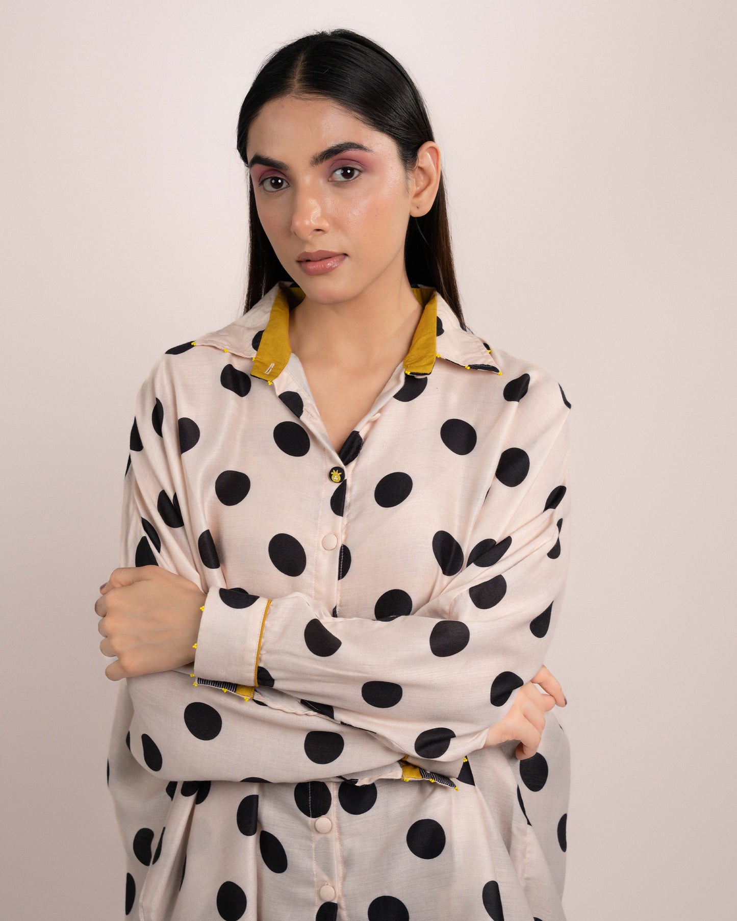 Aira Shirt - Ajrakh Polka Dot Print