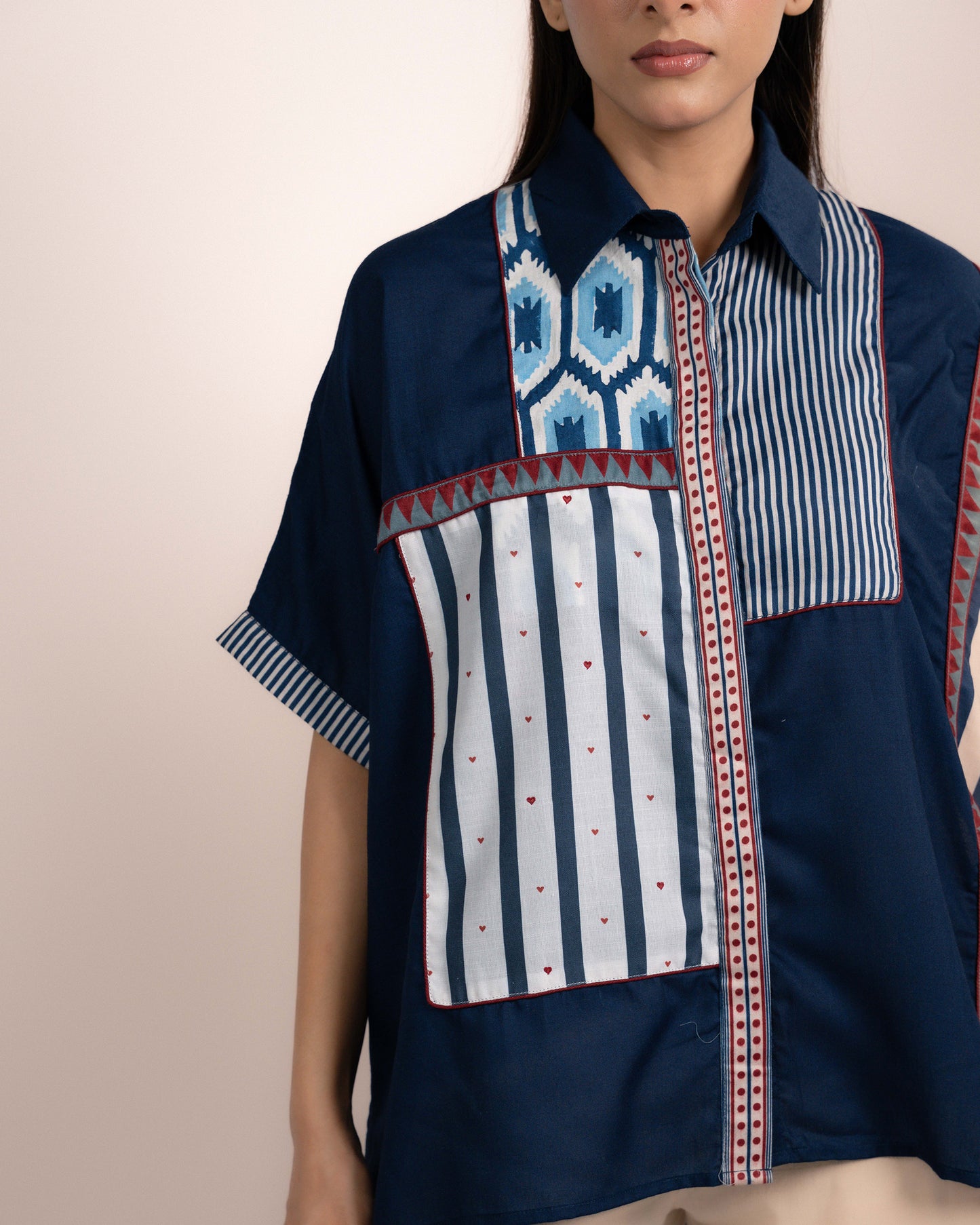 Jojo Shirt - Ajrakh Plain Indigo Blue