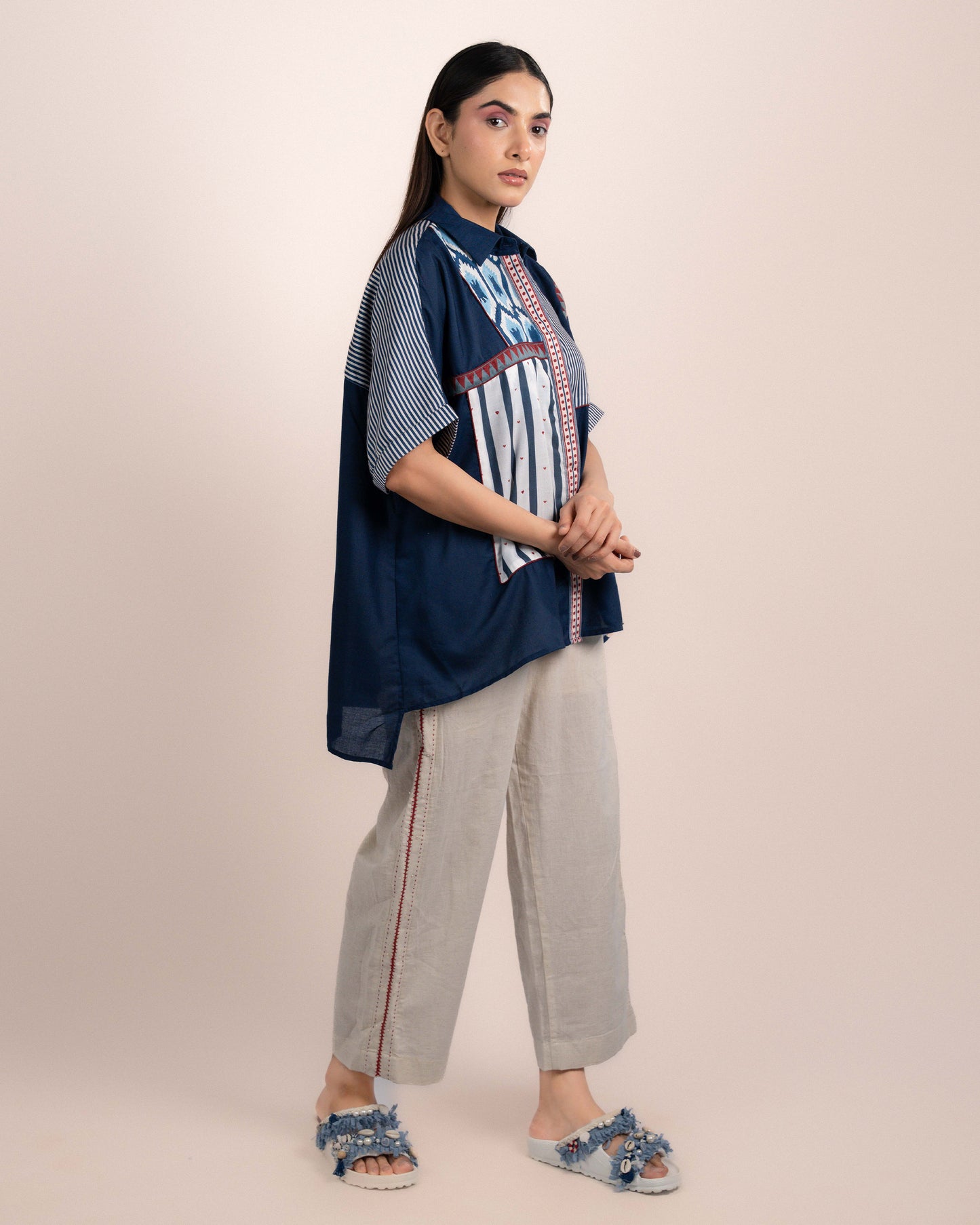 Jojo Shirt - Ajrakh Plain Indigo Blue