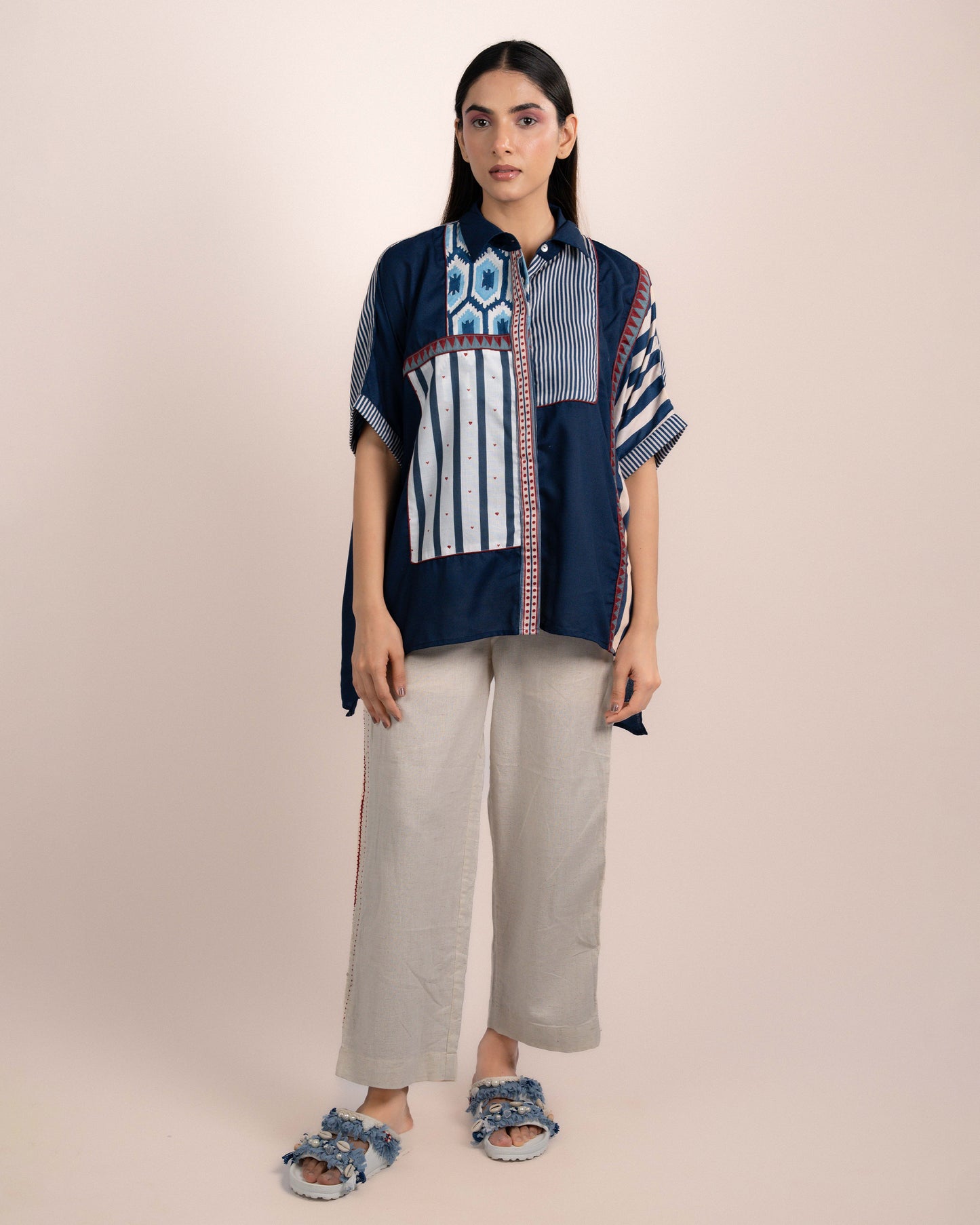 Jojo Shirt - Ajrakh Plain Indigo Blue