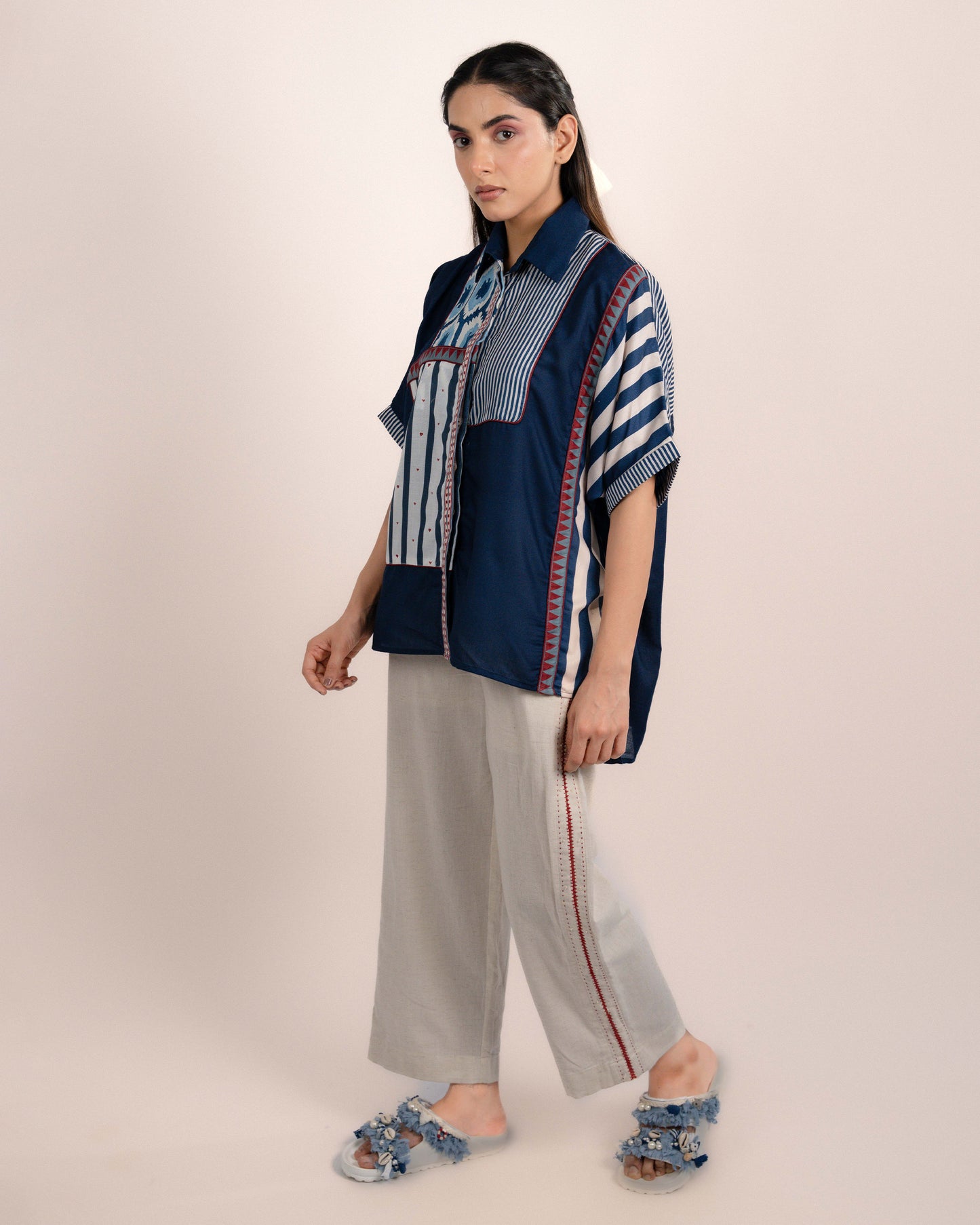 Jojo Shirt - Ajrakh Plain Indigo Blue