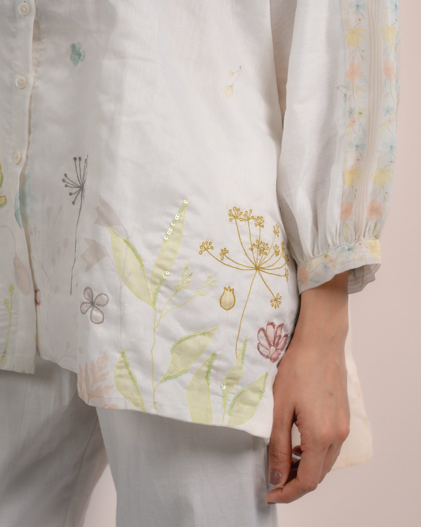 Kira Shirt - Chanderi Garden Print