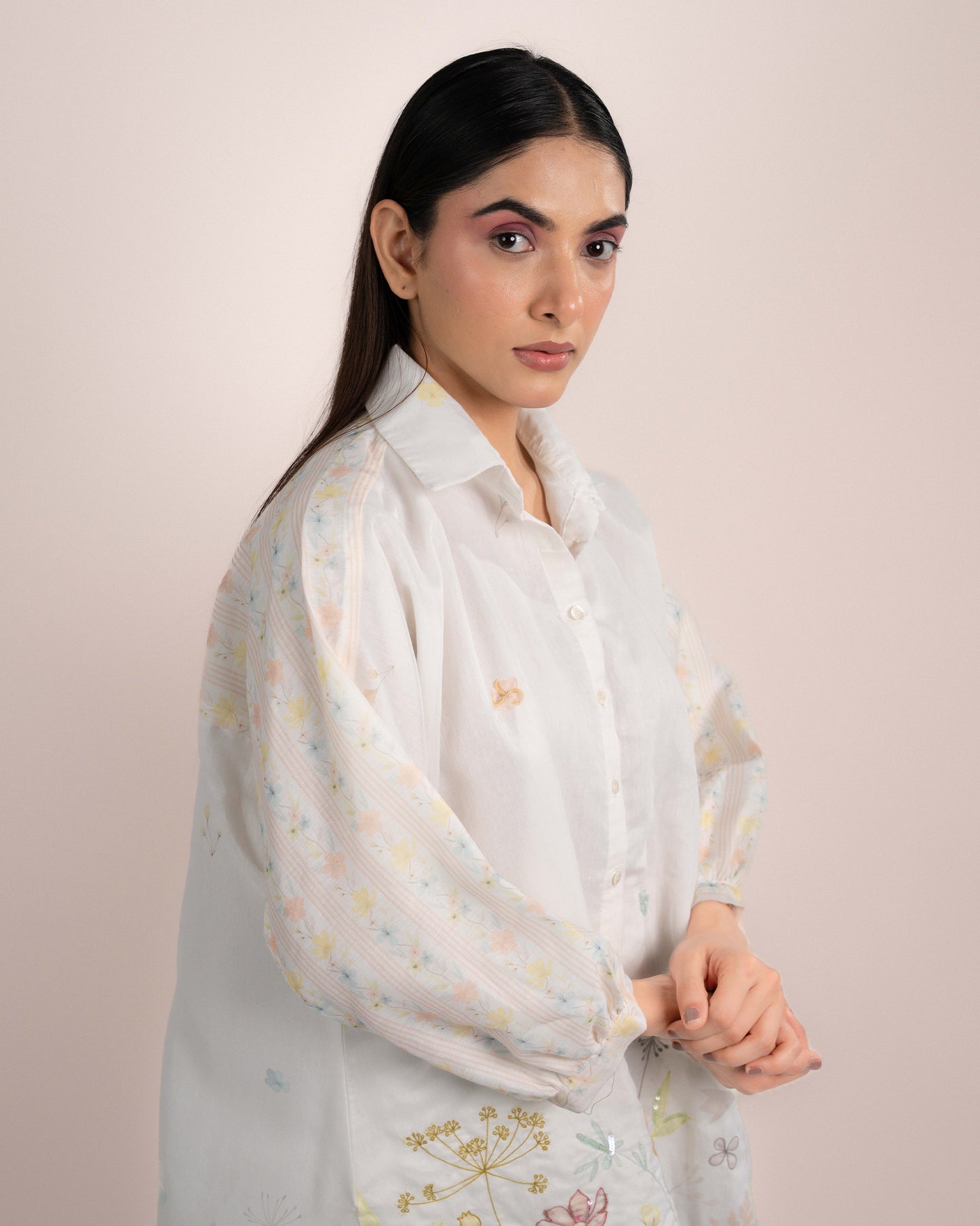Kira Shirt - Chanderi Garden Print