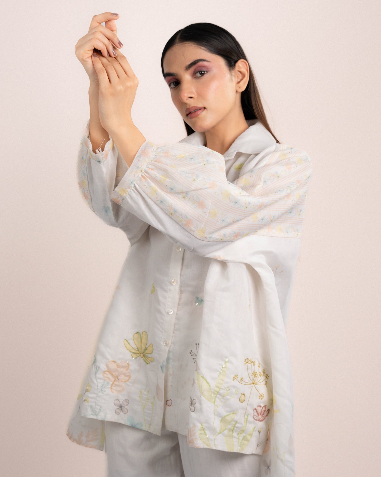 Kira Shirt - Chanderi Garden Print