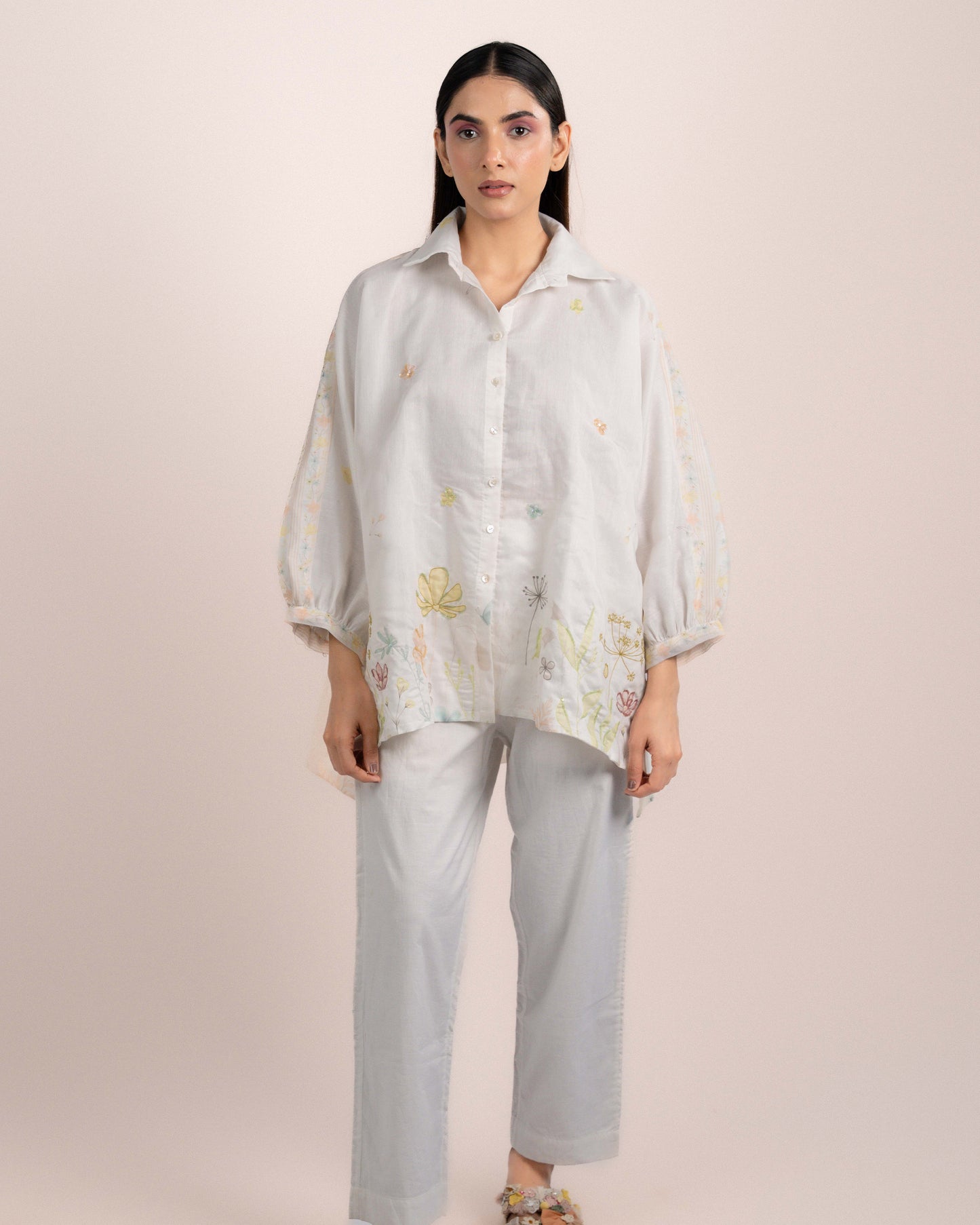 Kira Shirt - Chanderi Garden Print