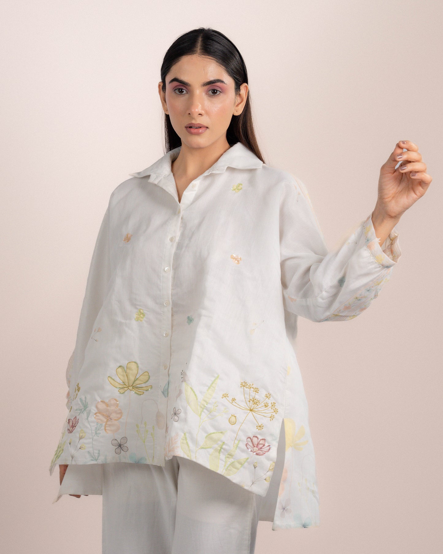 Kira Shirt - Chanderi Garden Print
