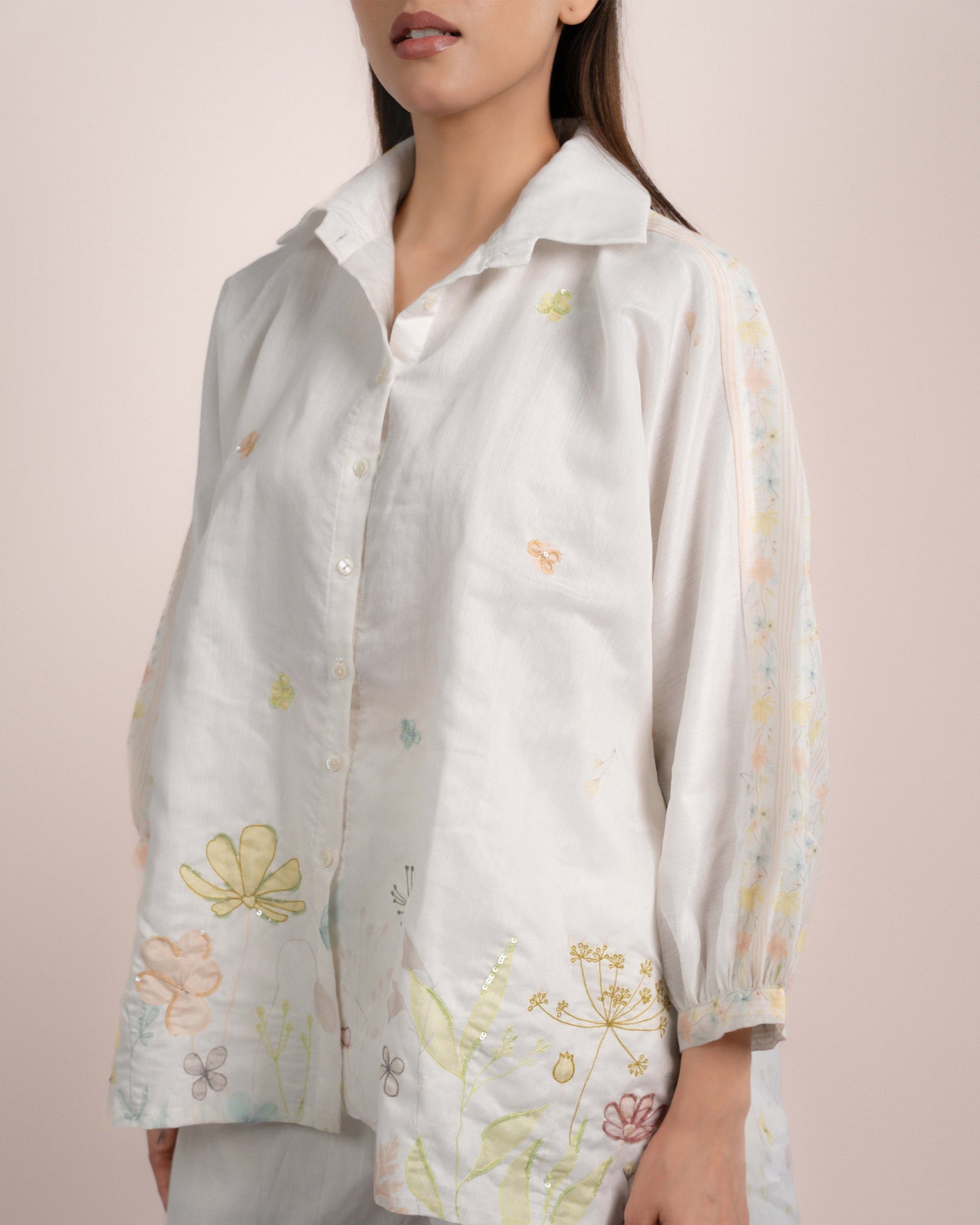 Kira Shirt - Chanderi Garden Print