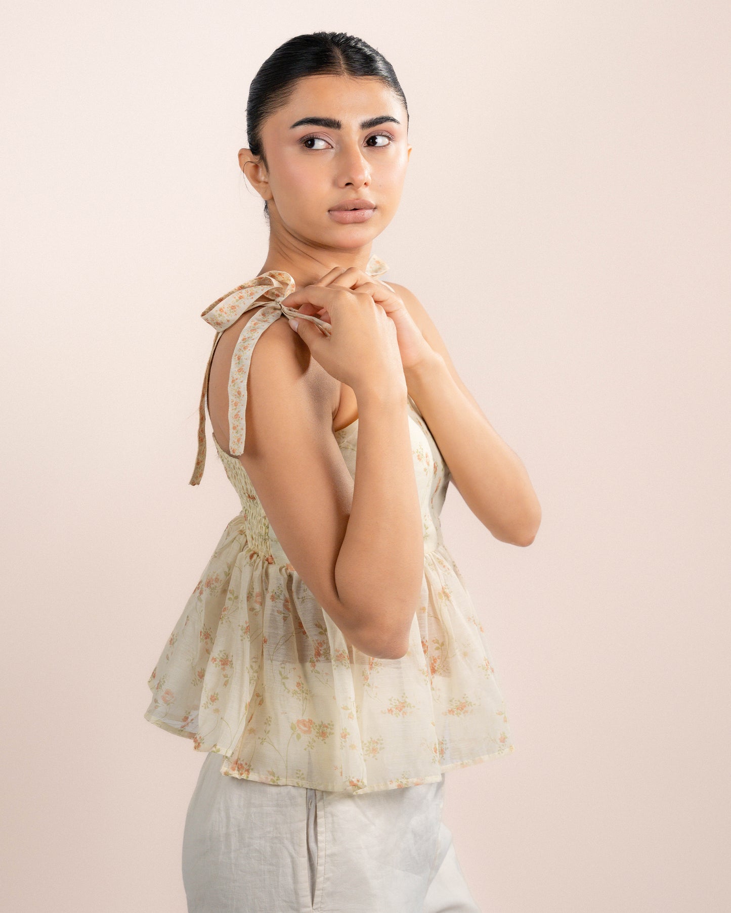 Daisy Top - Orange Rose Print