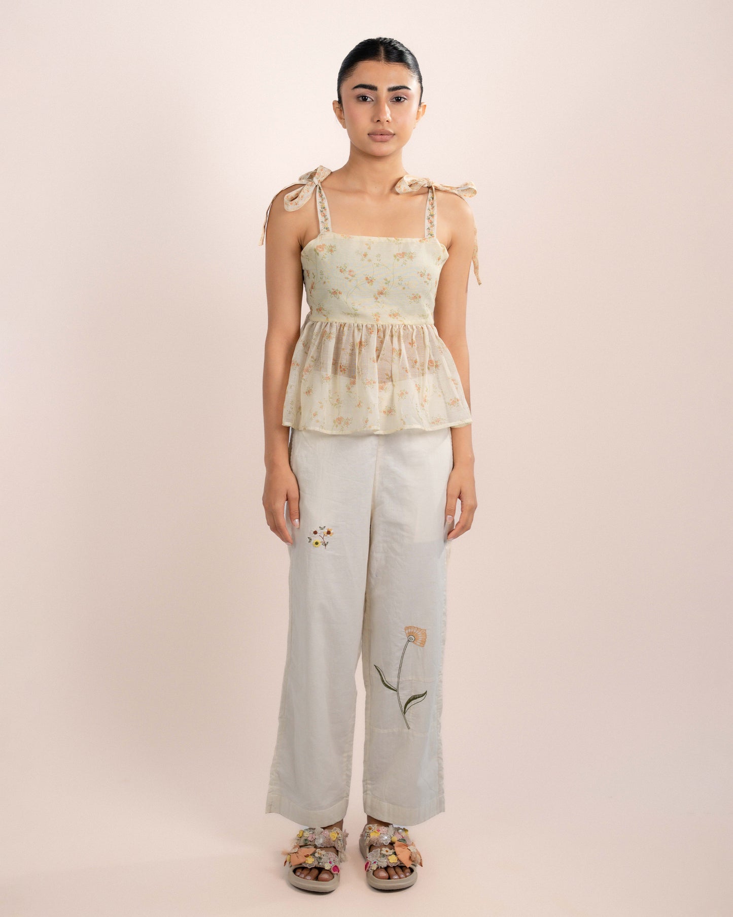 Daisy Top - Orange Rose Print